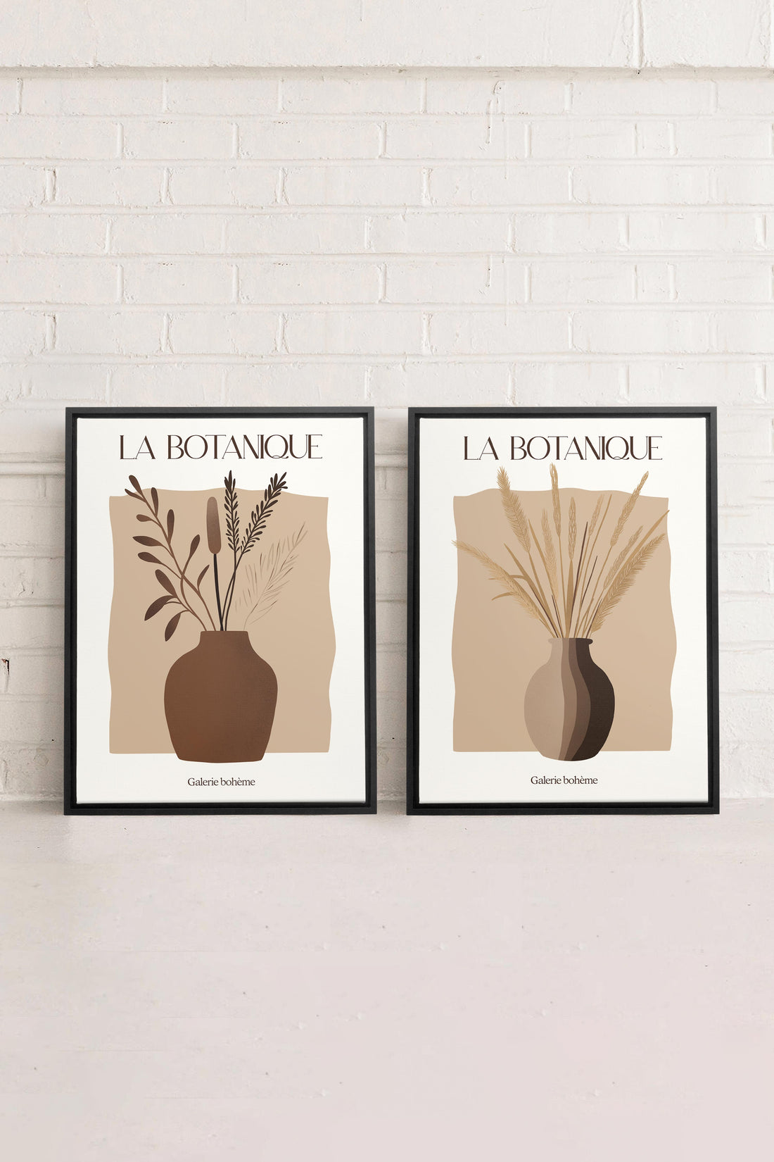 OLEKA CANVAS - BOTANIQUE DUO, 2 Oeuvres sur toile étirée, encadré Noir