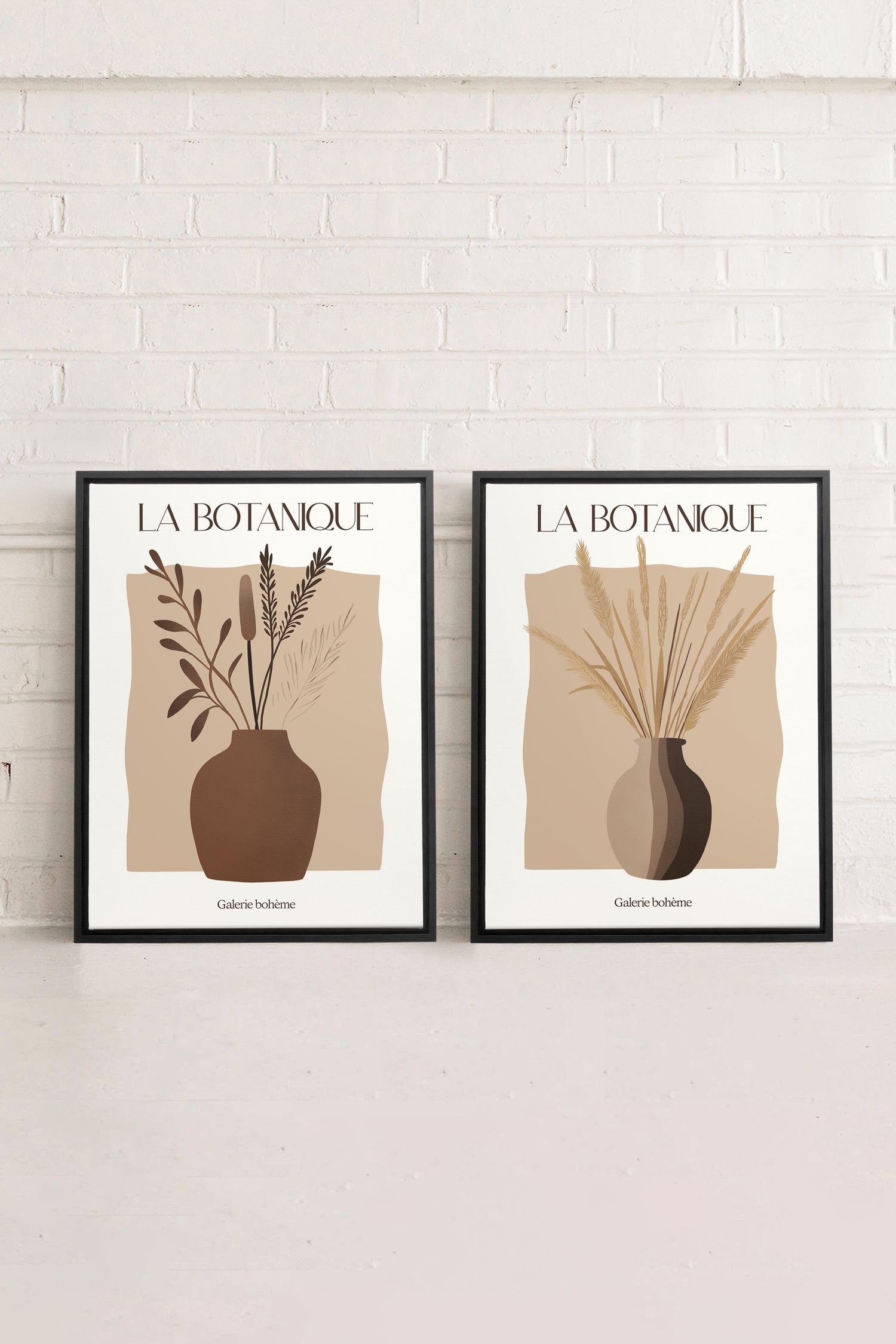 OLEKA CANVAS - BOTANIQUE DUO, 2 Oeuvres sur toile étirée, encadré Noir