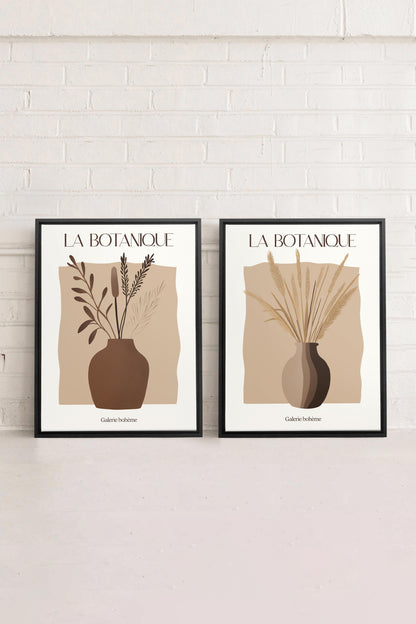 OLEKA CANVAS - BOTANIQUE DUO, 2 Oeuvres sur toile étirée, encadré Noir