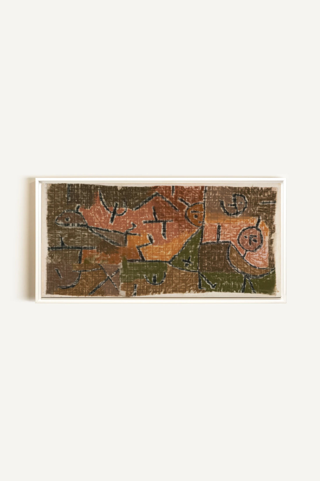 PRIMITIVE GRID, Oeuvre sur toile étirée, encadré Blanc