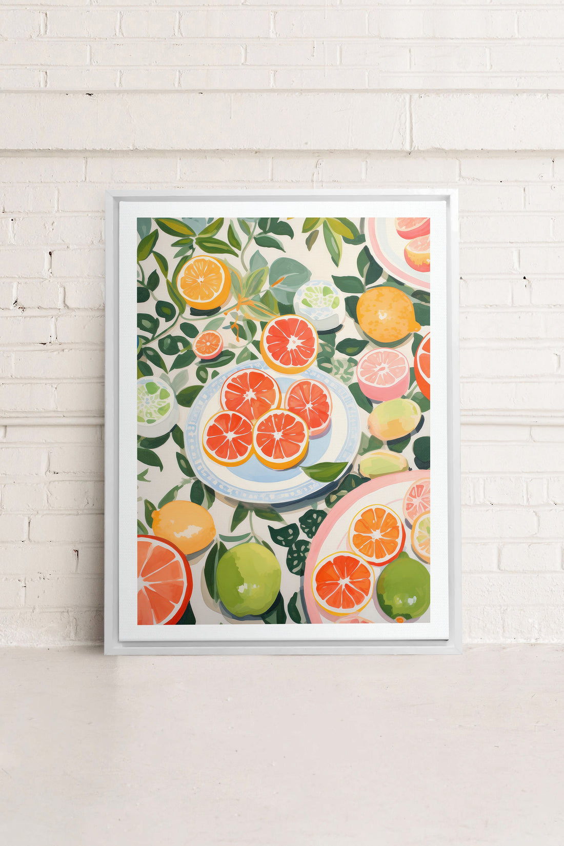 OLEKA CANVAS - CITRUS DELIGHT, Oeuvre sur toile étirée, encadré Blanc