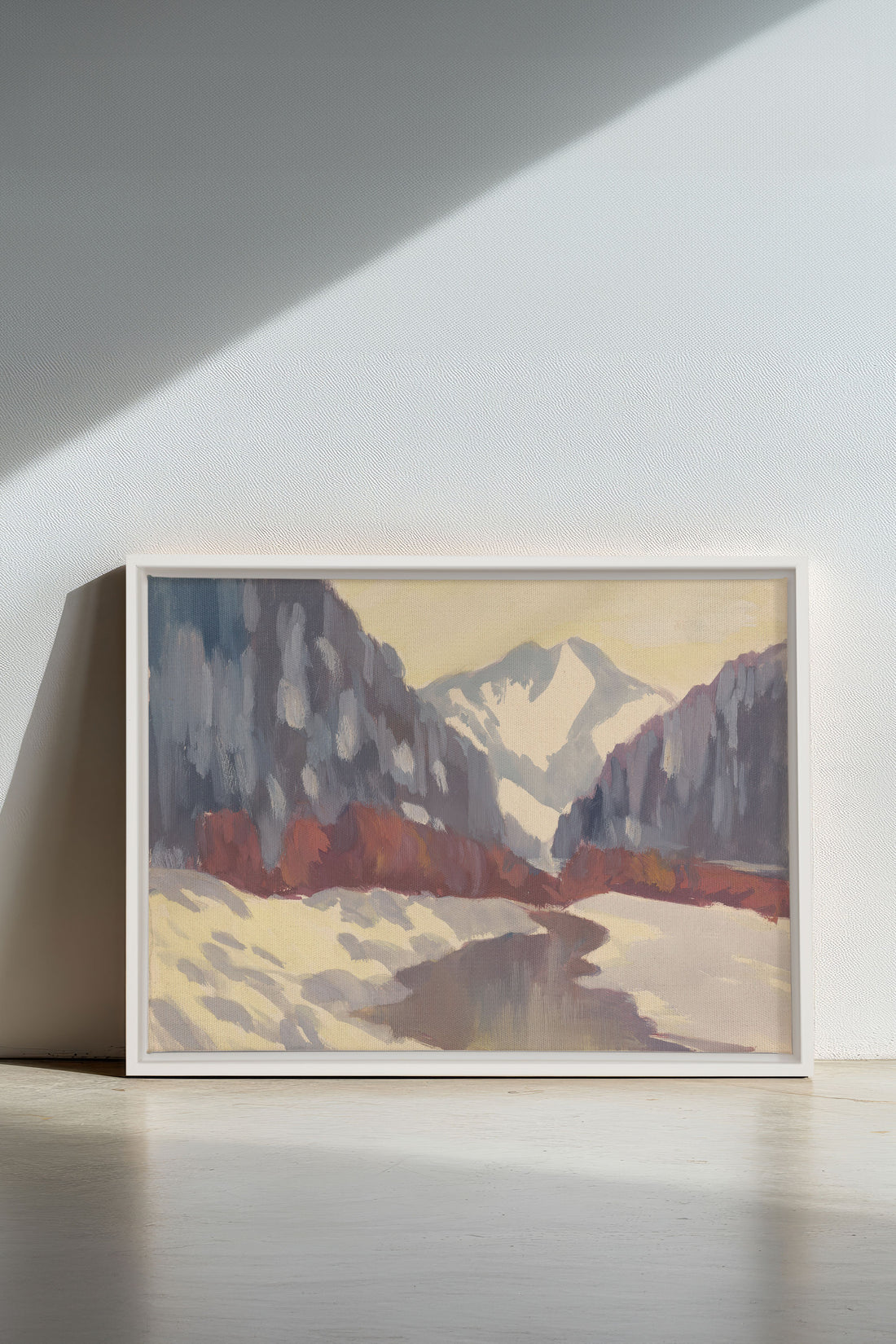 HORIZON DES MONTS, Oeuvre sur toile étirée, encadré Blanc
