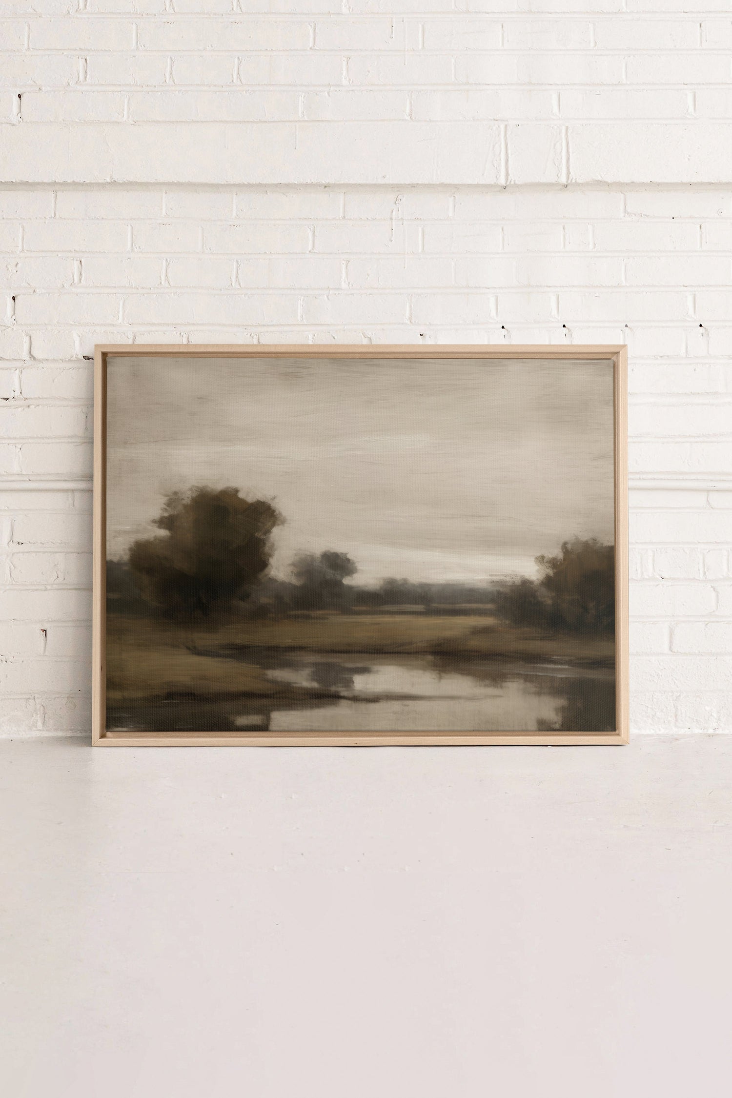 OLEKA CANVAS - VINTAGE COUNTRY RIVER, Oeuvre sur toile étirée, encadré Naturel Clair
