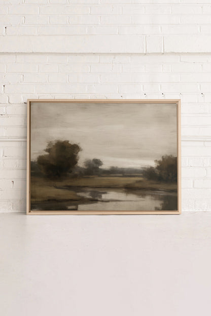 OLEKA CANVAS - VINTAGE COUNTRY RIVER, Oeuvre sur toile étirée, encadré Naturel Clair