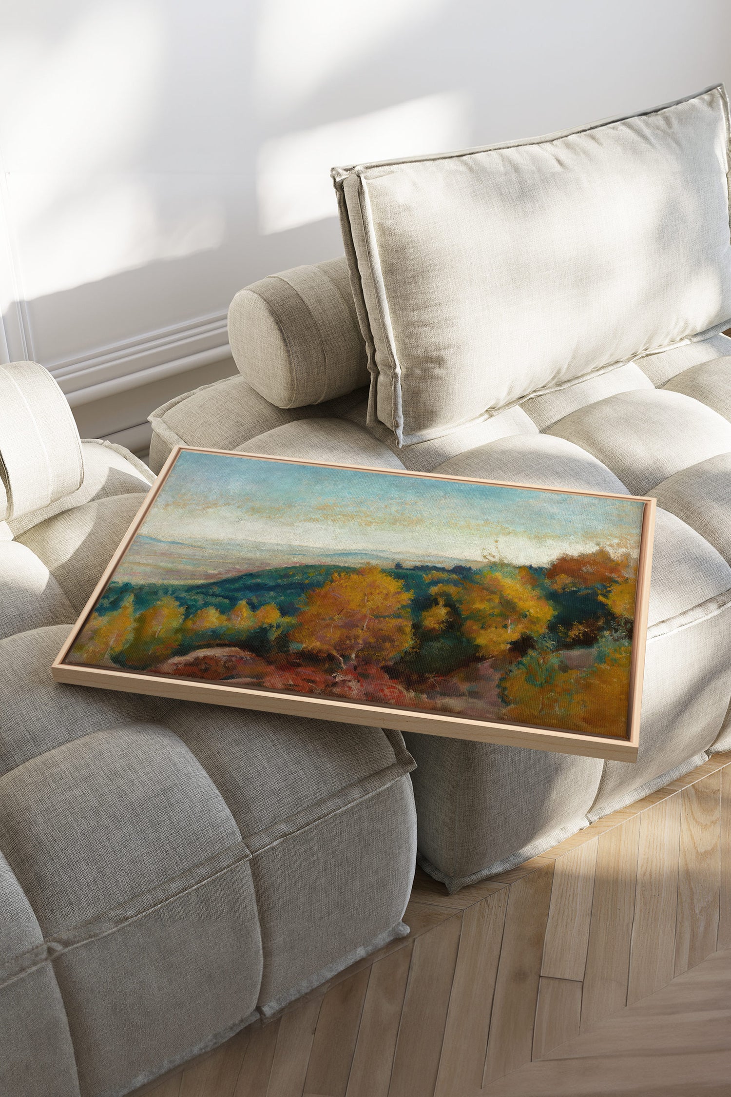 AMBER HILLS, Artwork on stretched canvas, framed Natural Light