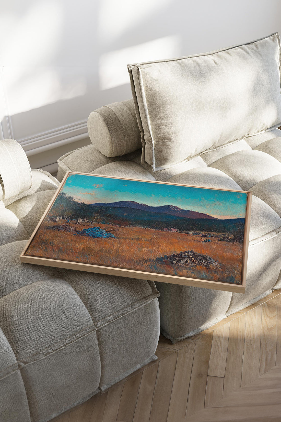 OLEKA CANVAS - EVENING HARVEST, Oeuvre sur toile étirée, encadré Naturel Clair