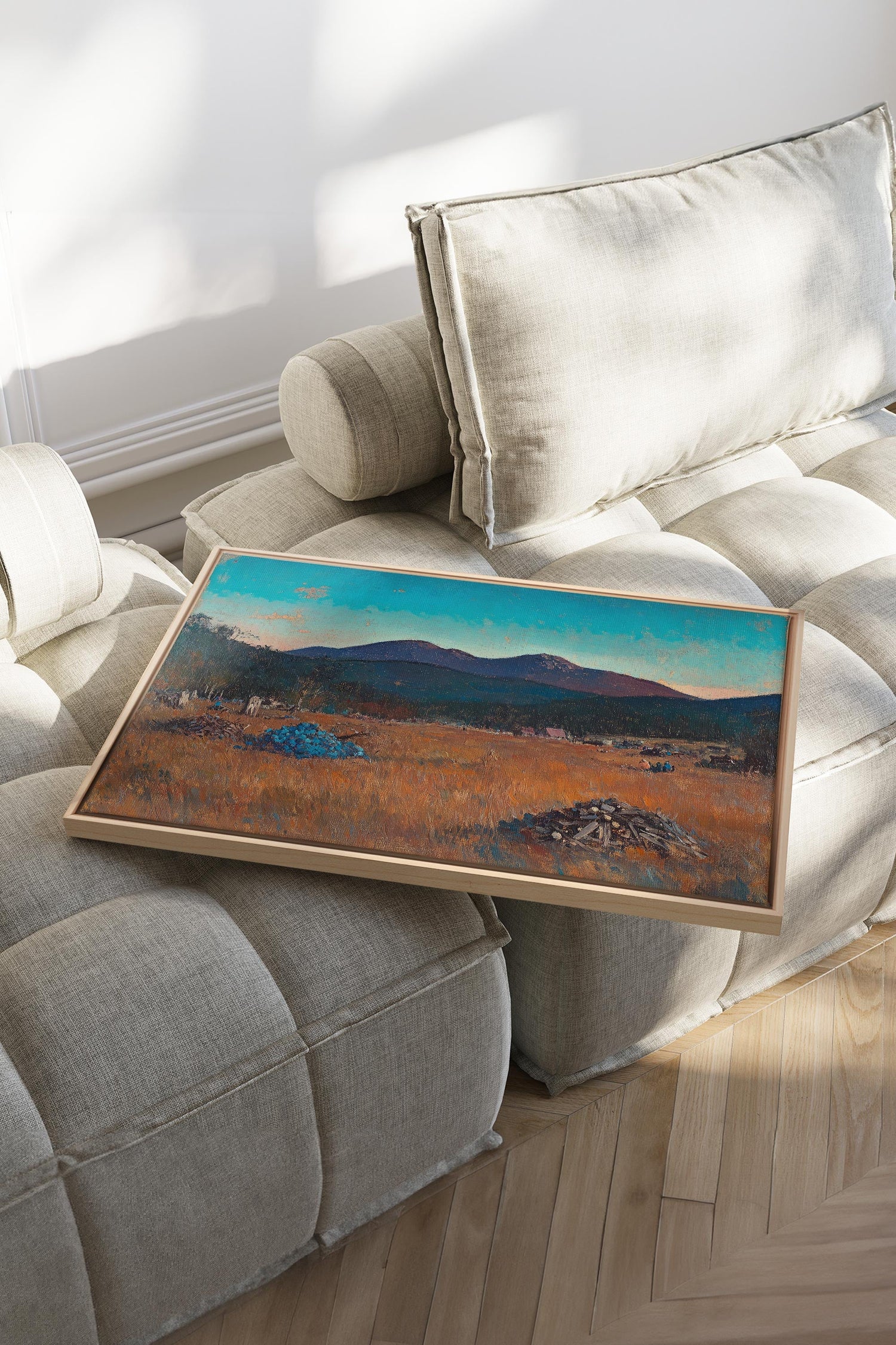 OLEKA CANVAS - EVENING HARVEST, Oeuvre sur toile étirée, encadré Naturel Clair