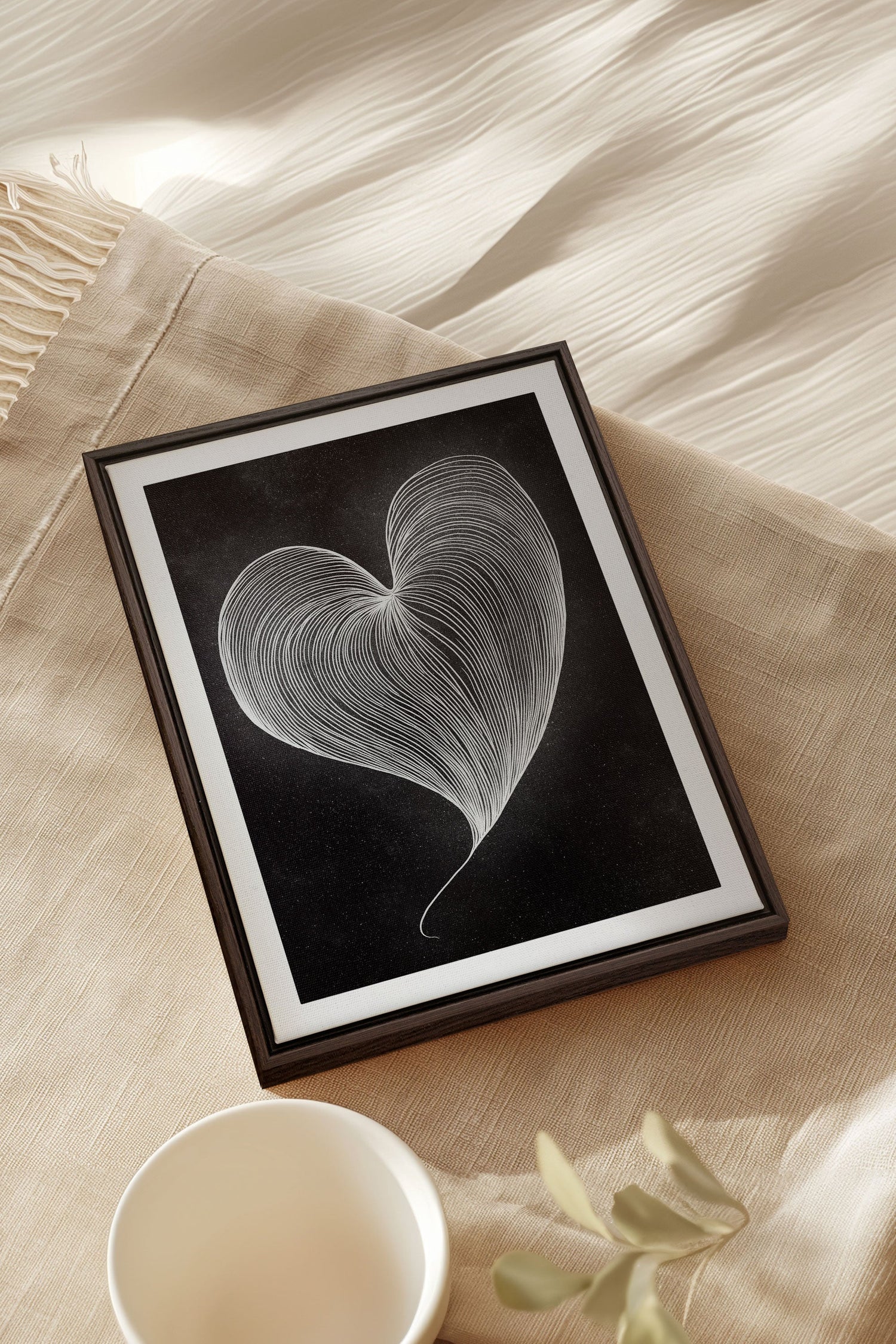OLEKA CANVAS - SILENT PULSE, Oeuvre sur toile étirée, encadré Brun Noyer