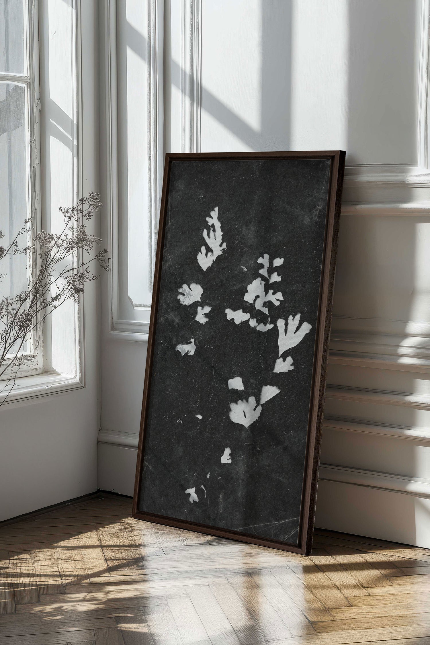 GHOST LEAVES, Oeuvre sur toile étirée, encadré Brun Noyer