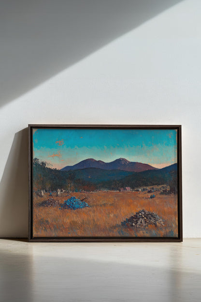 OLEKA CANVAS - EVENING HARVEST, Oeuvre sur toile étirée, encadré Brun Noyer