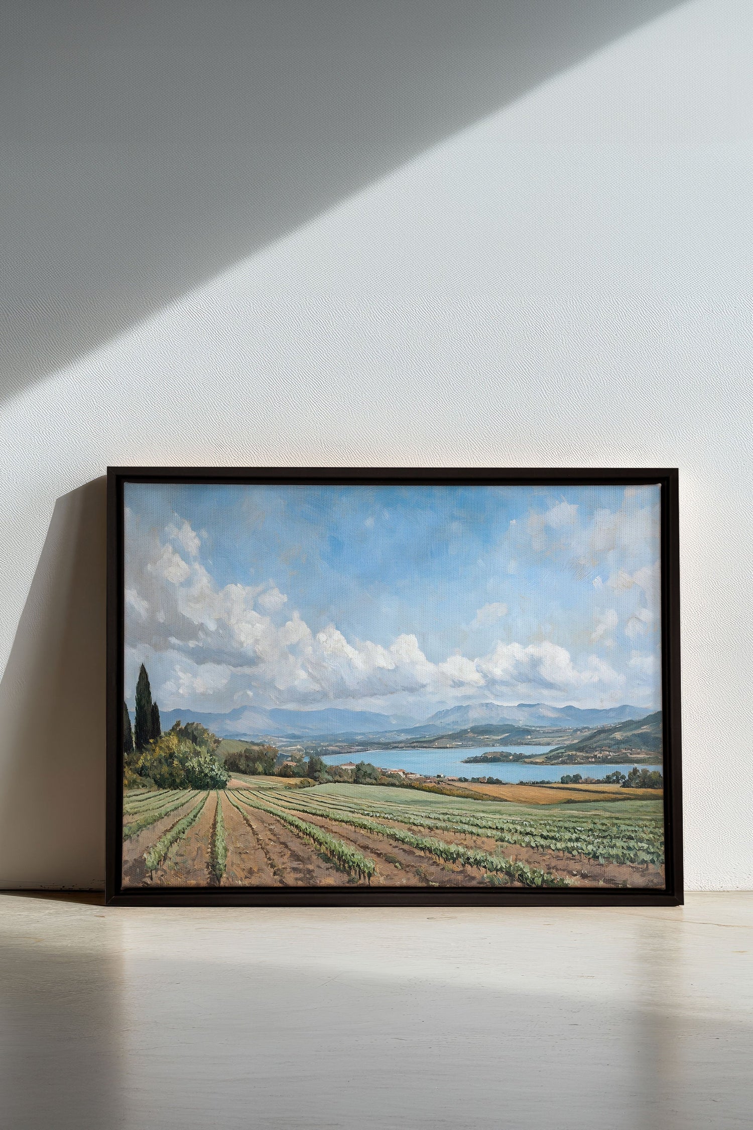 OLEKA CANVAS - TRANQUIL LAKESIDE, Oeuvre sur toile étirée, encadré Noir