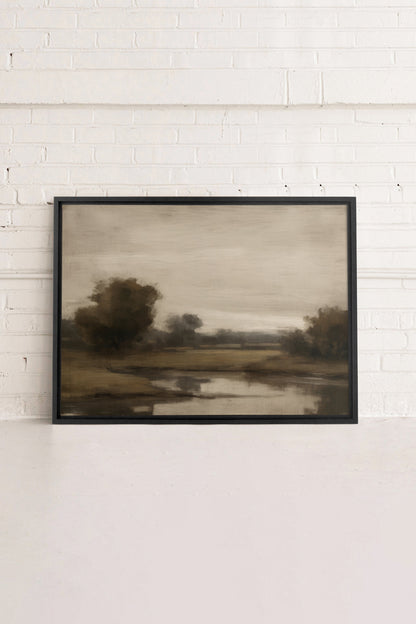 OLEKA CANVAS - VINTAGE COUNTRY RIVER, Oeuvre sur toile étirée, encadré Noir