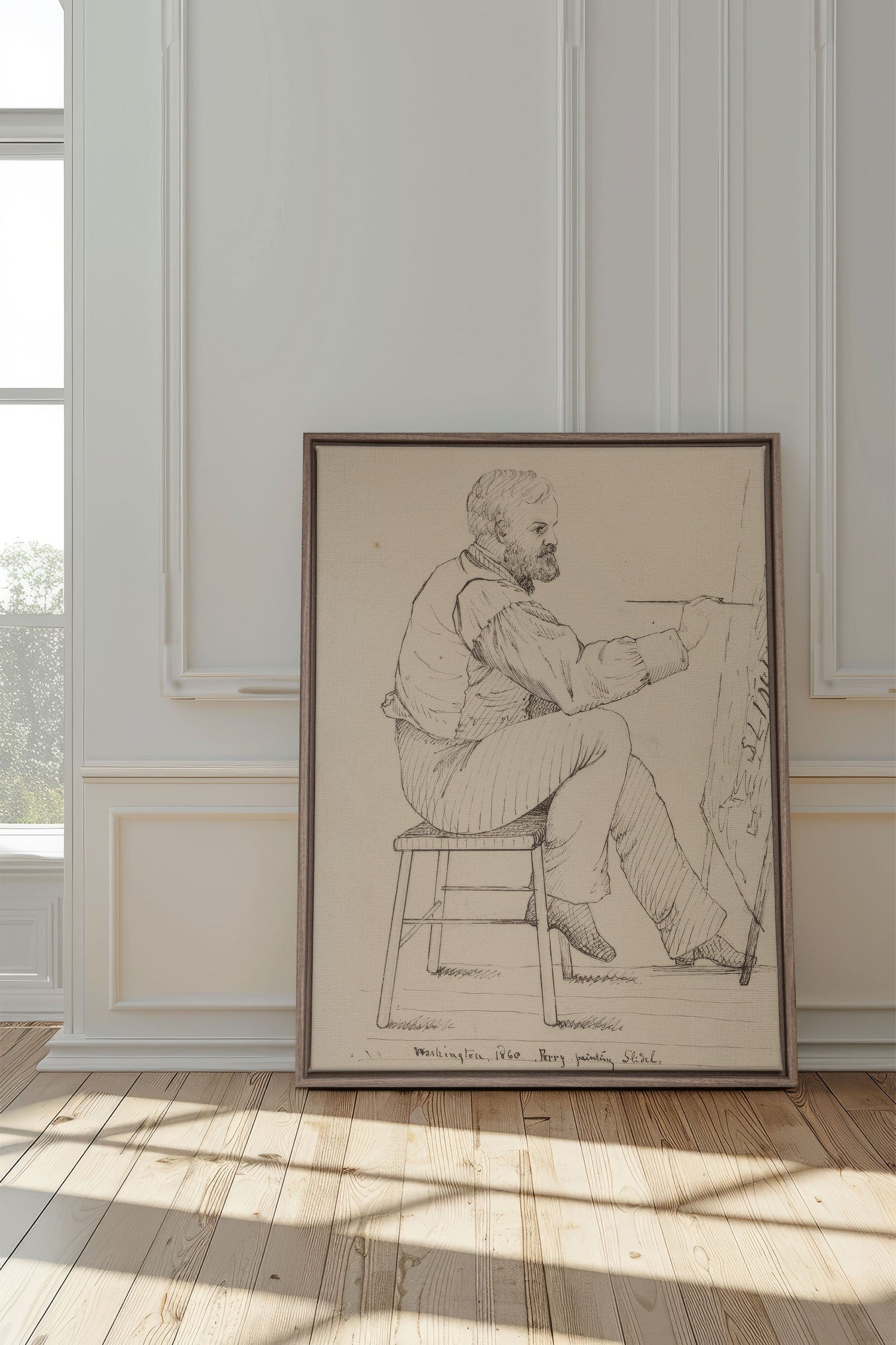 OLEKA CANVAS - AU FIL DU TRAIT, Oeuvre sur toile étirée, encadré Brun Chêne