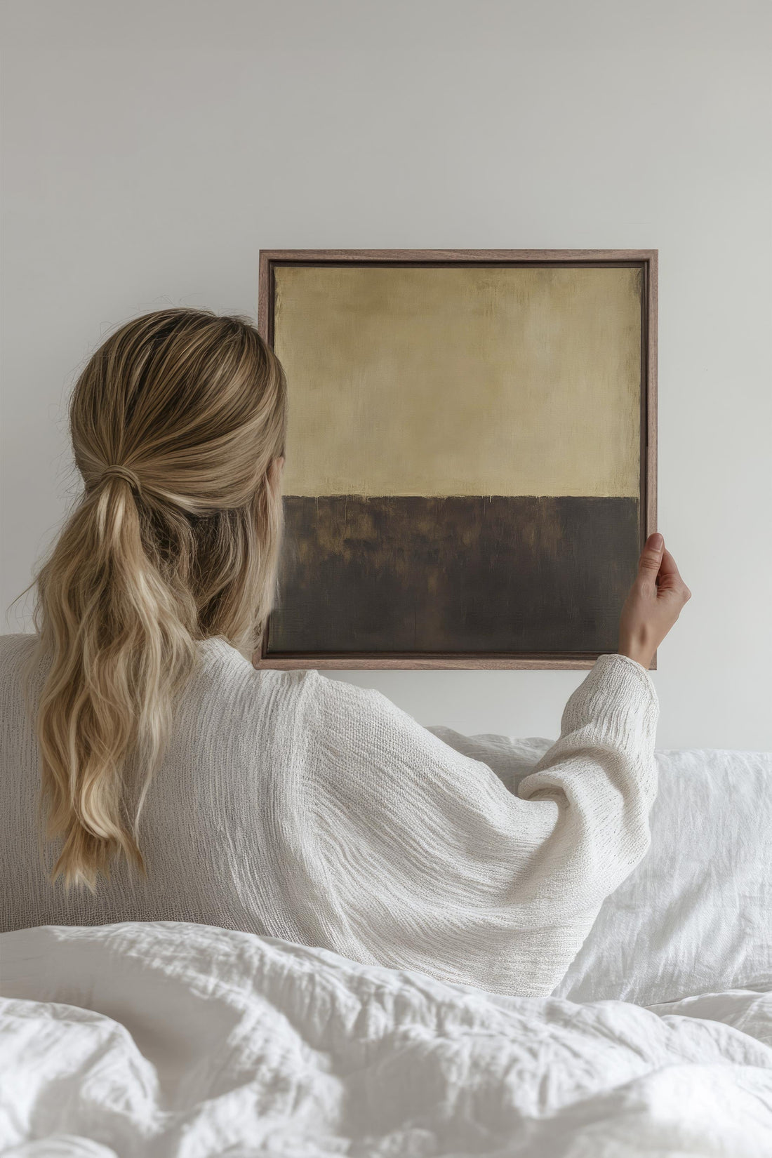 OLEKA CANVAS - DEEP CALM, Oeuvre sur toile étirée, encadré Brun Chêne