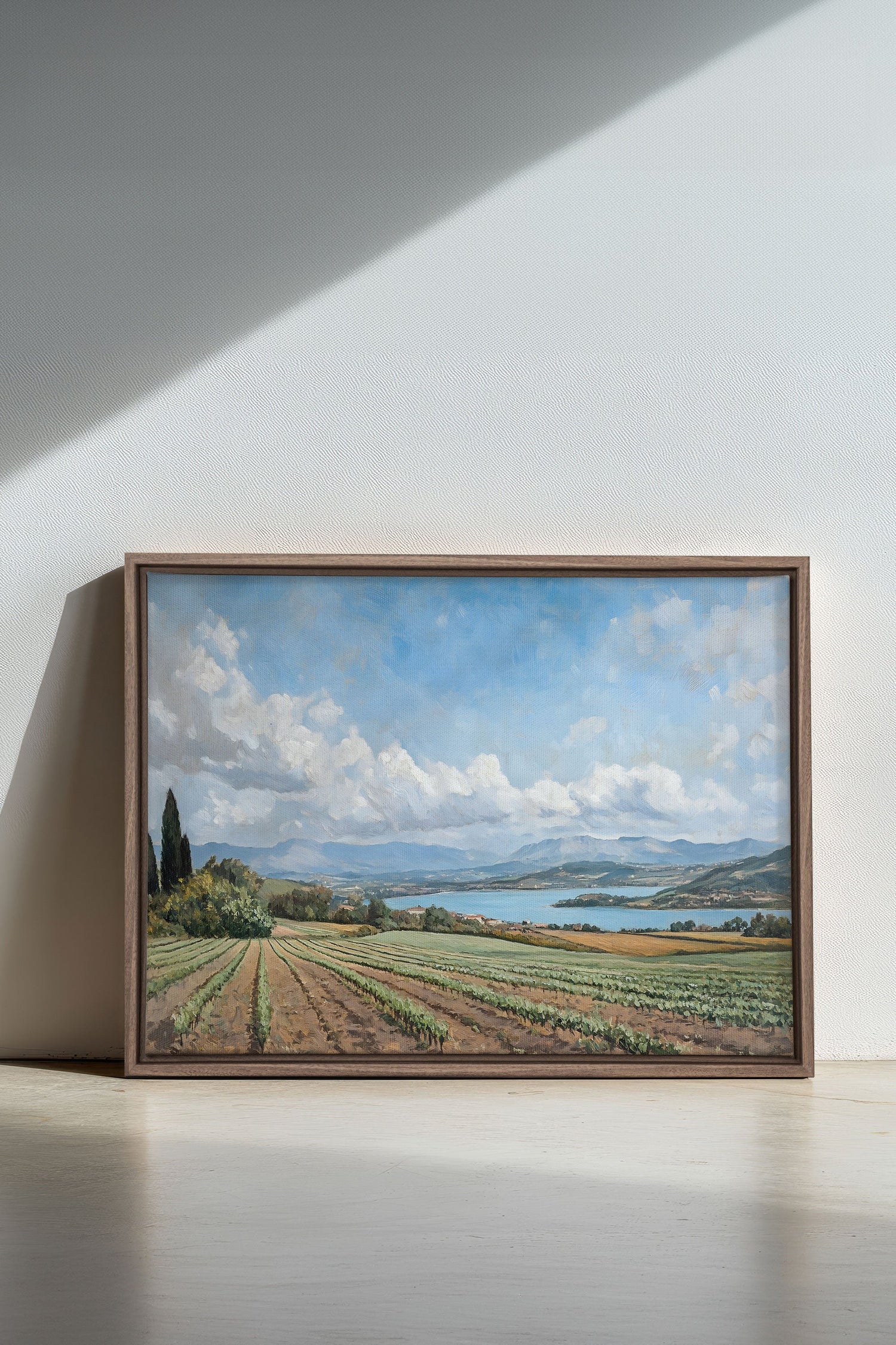 OLEKA CANVAS - TRANQUIL LAKESIDE, Oeuvre sur toile étirée, encadré Brun Chêne