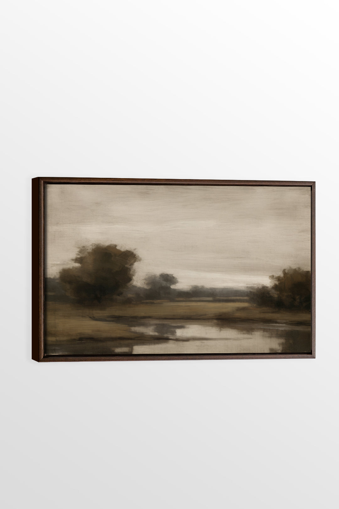 OLEKA CANVAS - VINTAGE COUNTRY RIVER, Oeuvre sur toile étirée, encadré Brun Noyer