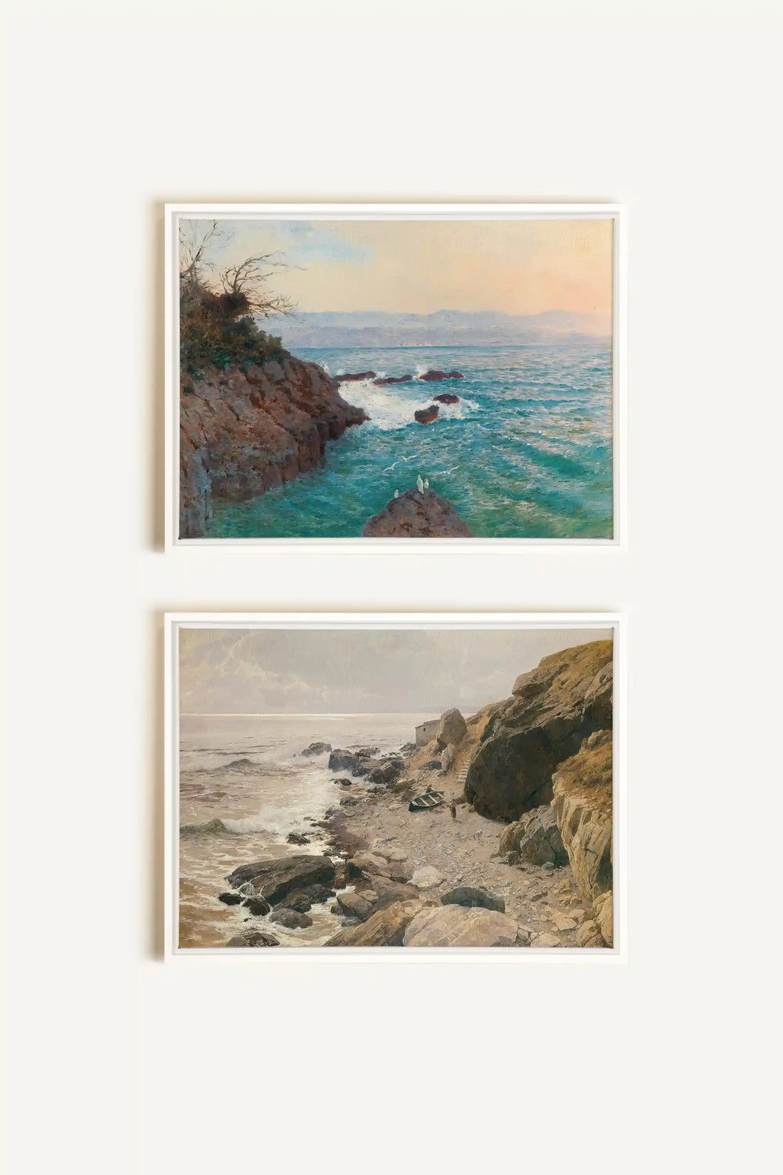 SEA OF LIGHT DUO, 2 Works on stretched canvas, framed White
