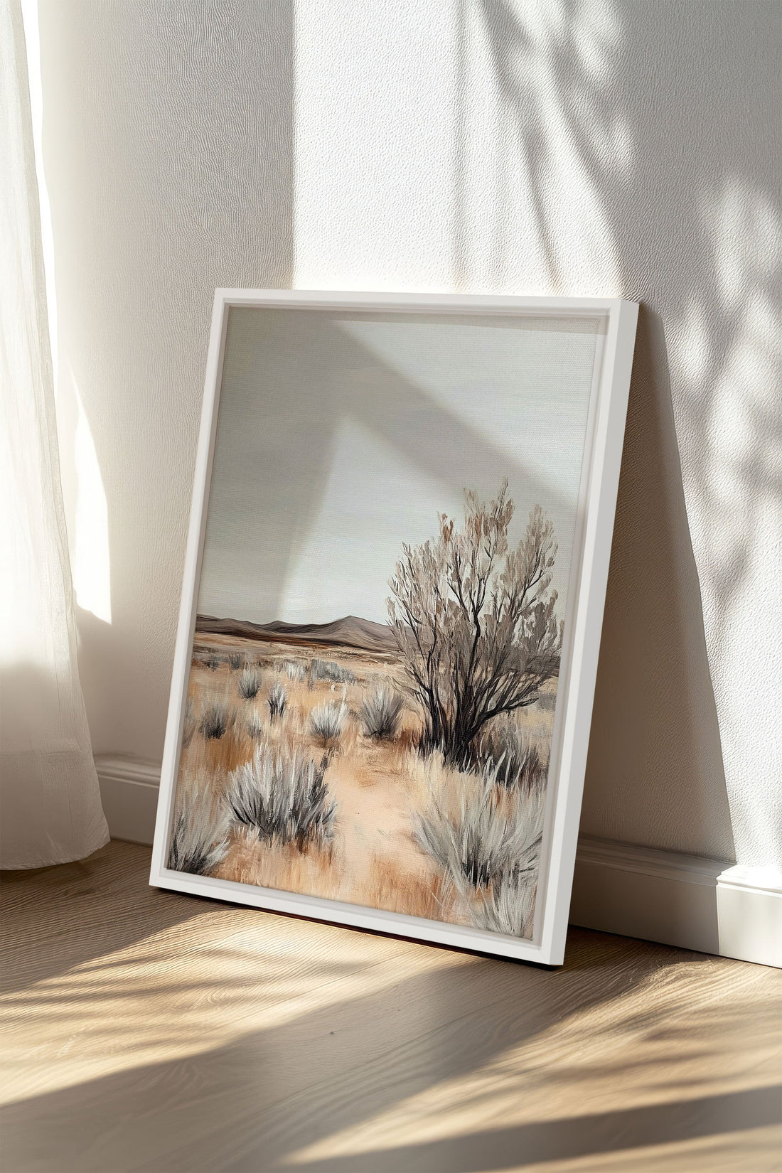 OLEKA CANVAS - DOUCEUR ARIDE, Oeuvre sur toile étirée, encadré Blanc