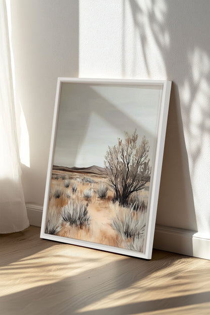 OLEKA CANVAS - DOUCEUR ARIDE, Oeuvre sur toile étirée, encadré Blanc