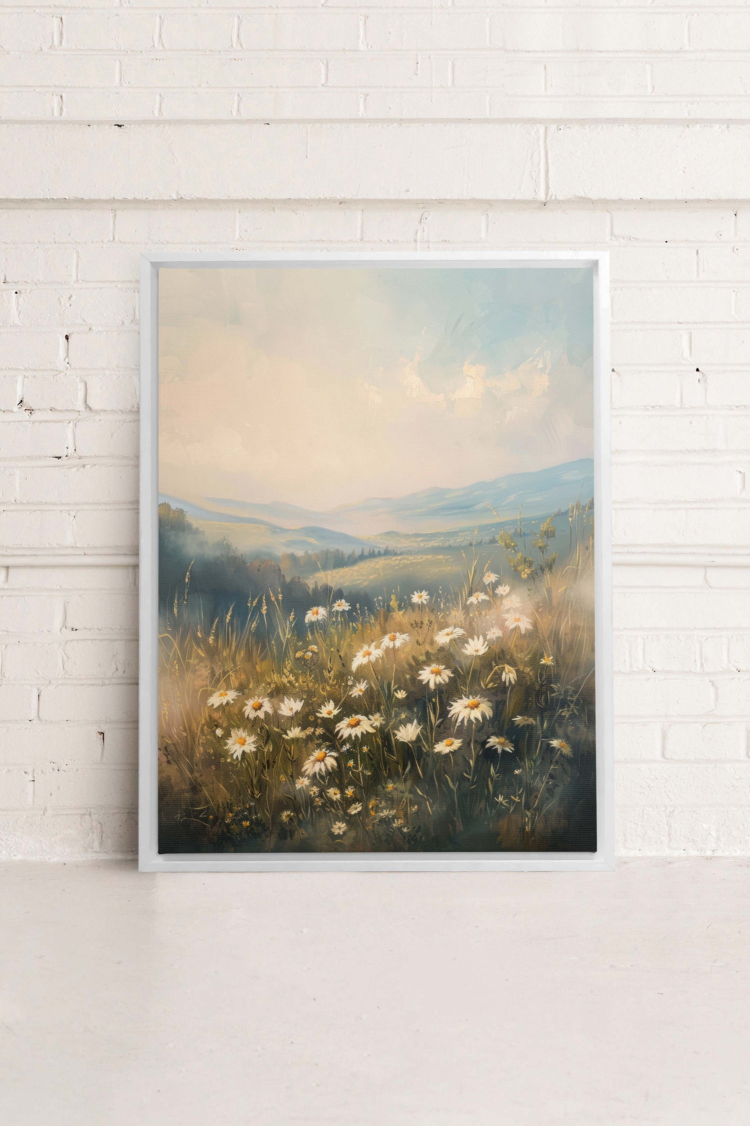OLEKA CANVAS - HILLSIDE HARMONY, Oeuvre sur toile étirée, encadré Blanc