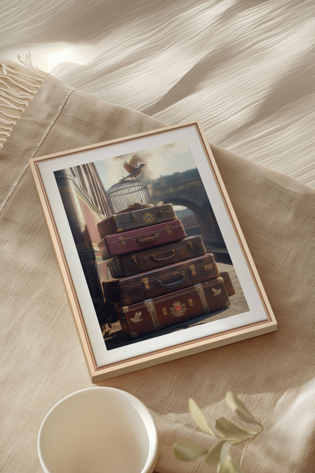 OLEKA CANVAS - SECRET JOURNEY, Oeuvre sur toile étirée, encadré Naturel Clair