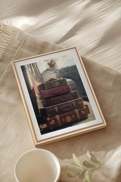 OLEKA CANVAS - SECRET JOURNEY, Oeuvre sur toile étirée, encadré Naturel Clair