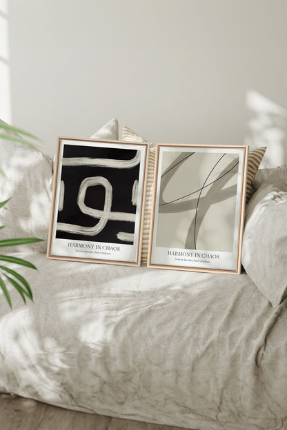 OLEKA CANVAS - BALANCED FLOW DUO, 2 Oeuvres sur toile étirée, encadré Naturel Clair