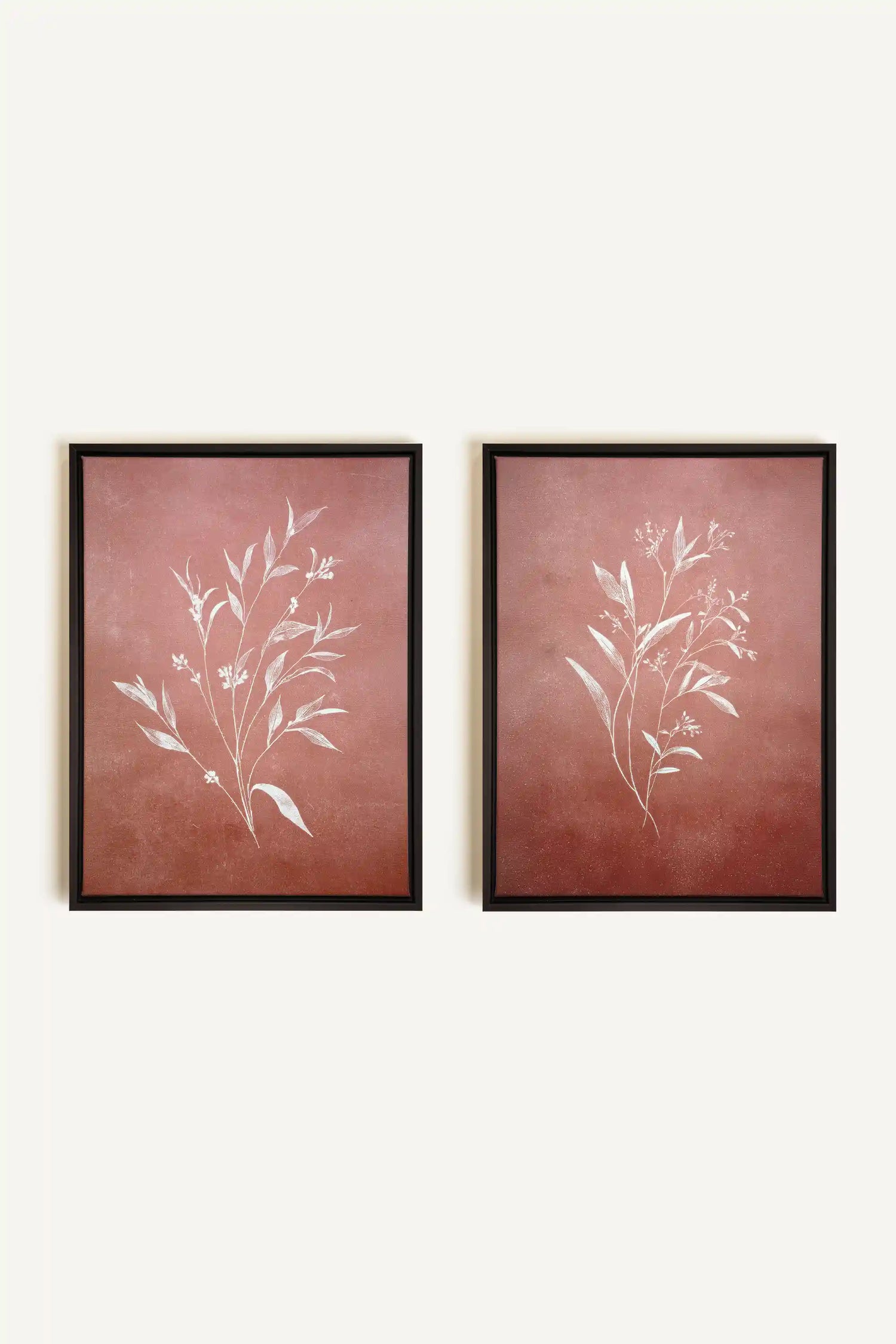 SOFT SIENNA DUO, 2 Works on stretched canvas, framed Black