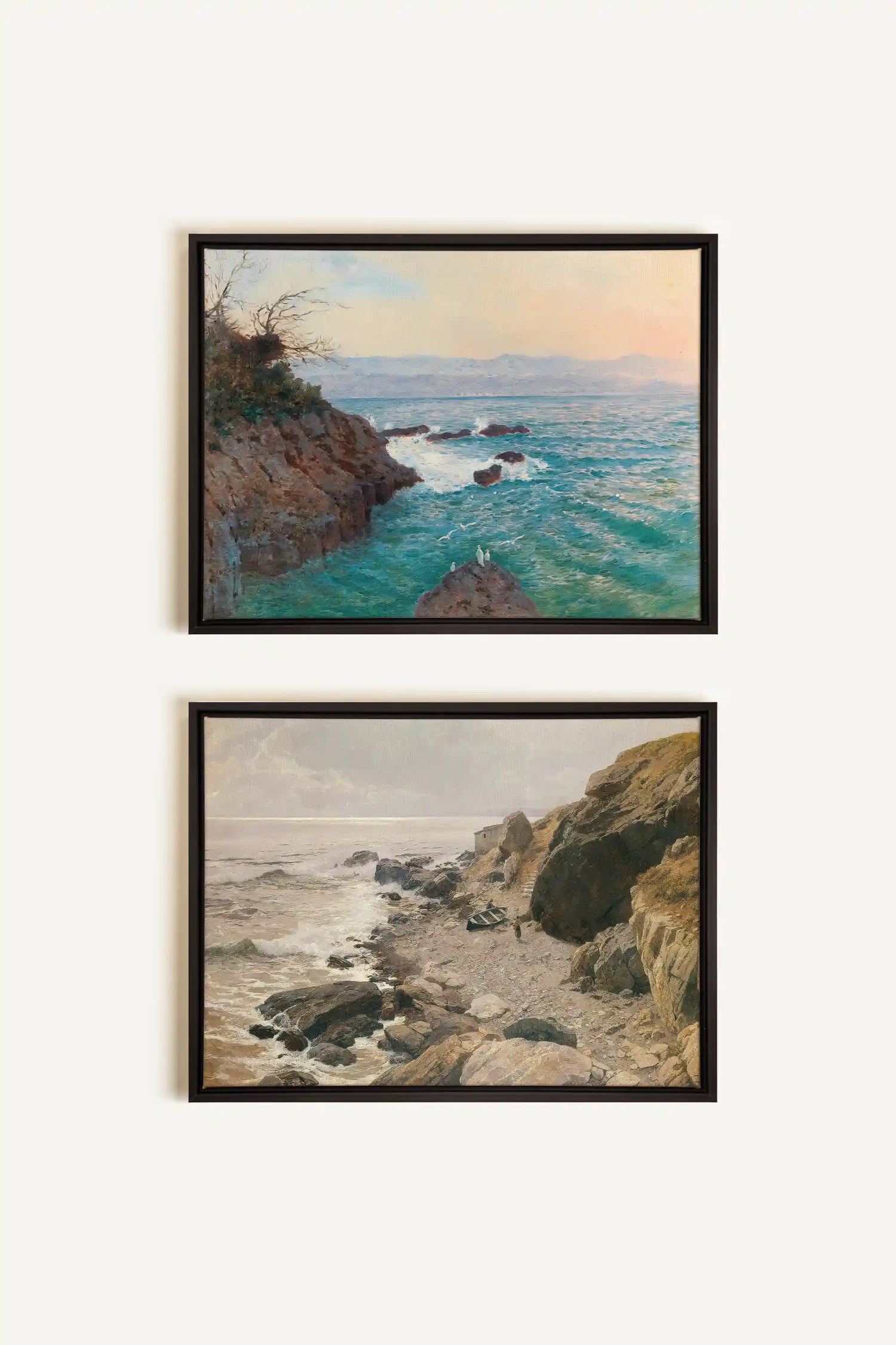 SEA OF LIGHT DUO, 2 Oeuvres sur toile étirée, encadré Noir