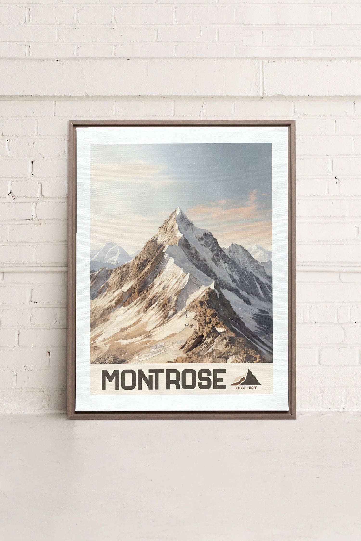 OLEKA CANVAS - MONT ROSE, Oeuvre sur toile étirée, encadré Brun Chêne