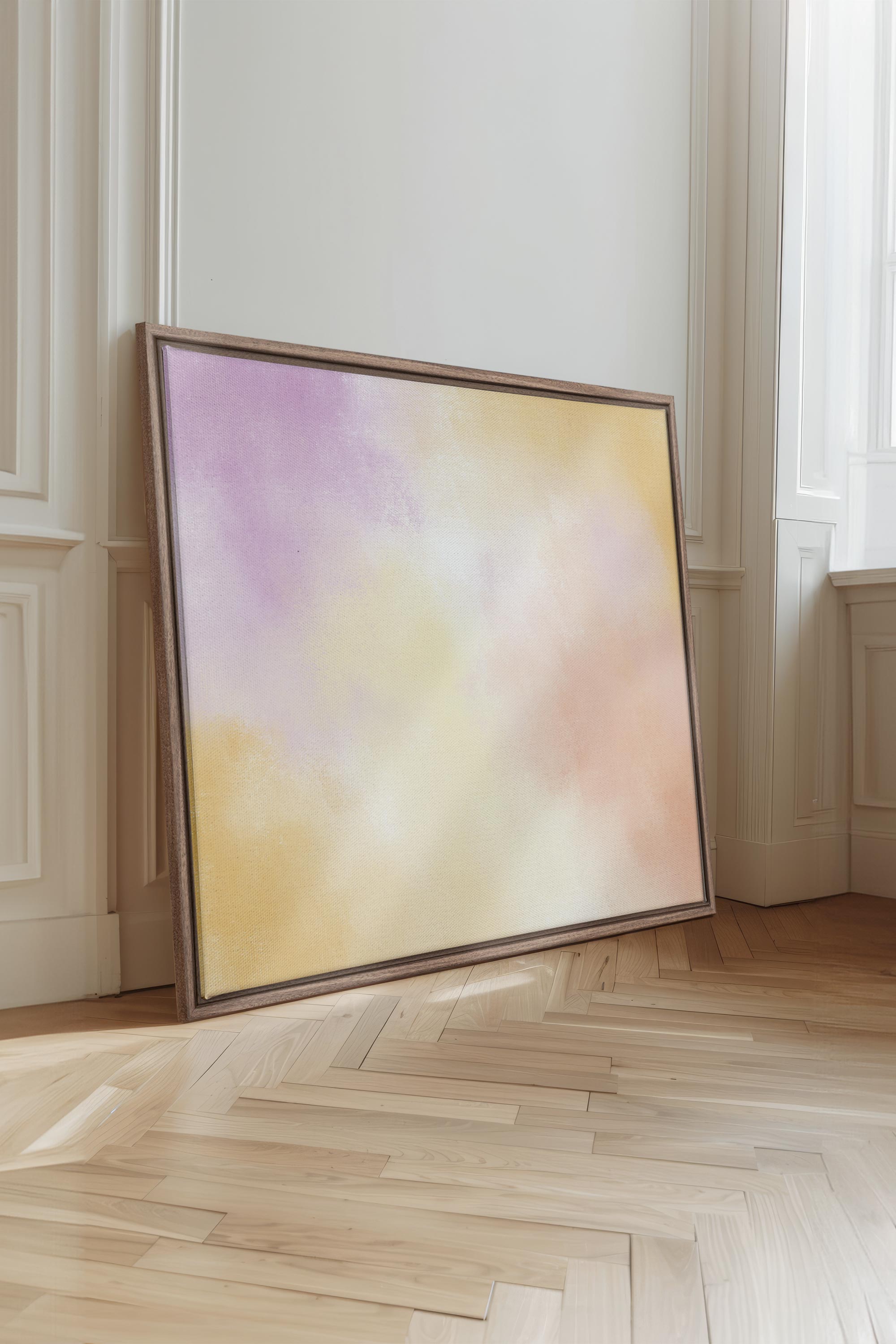 OLEKA CANVAS - POWDERED GLOW, Oeuvre sur toile étirée, encadré Brun Chêne
