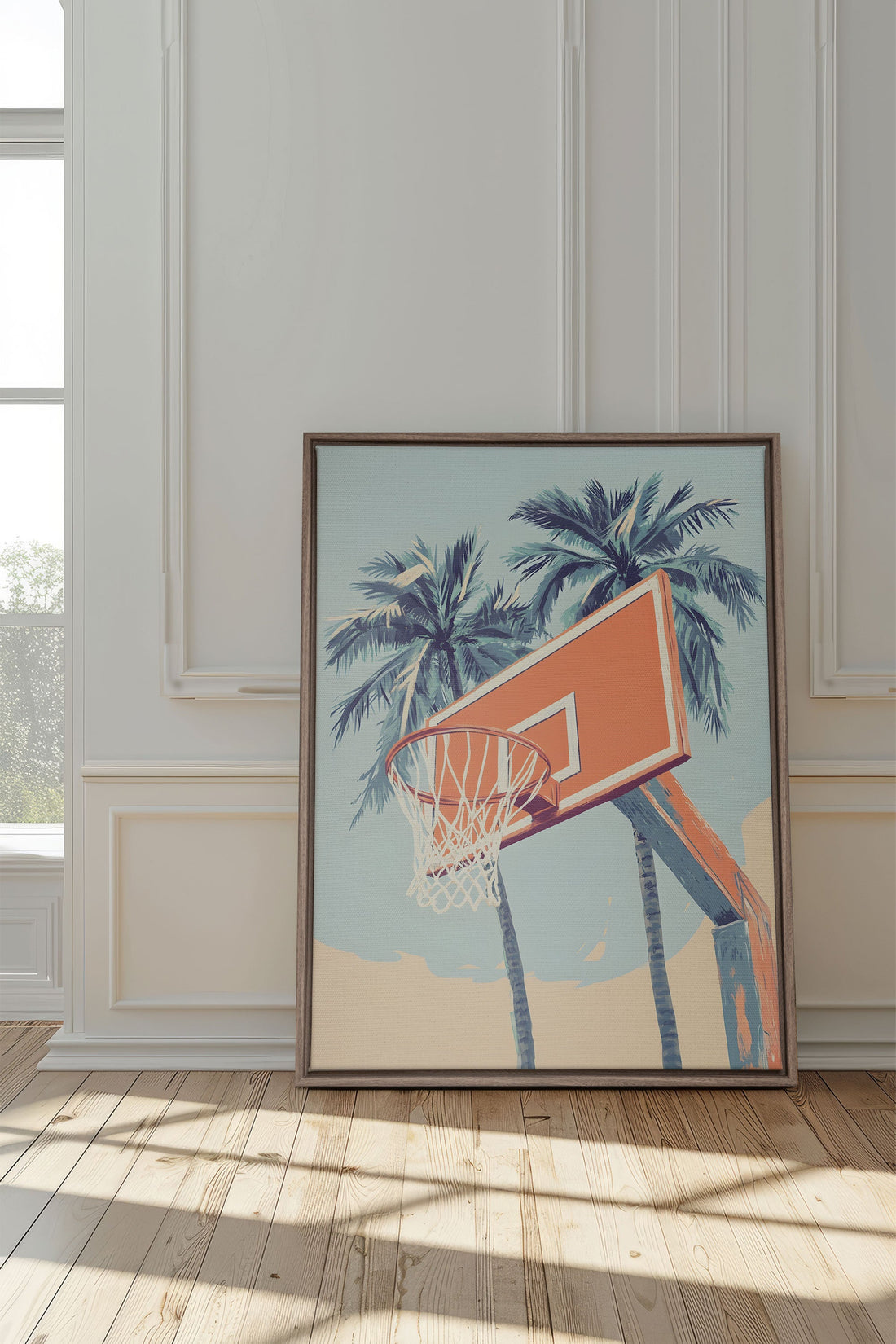 OLEKA CANVAS - SUMMER HOOPS, Oeuvre sur toile étirée, encadré Brun Chêne