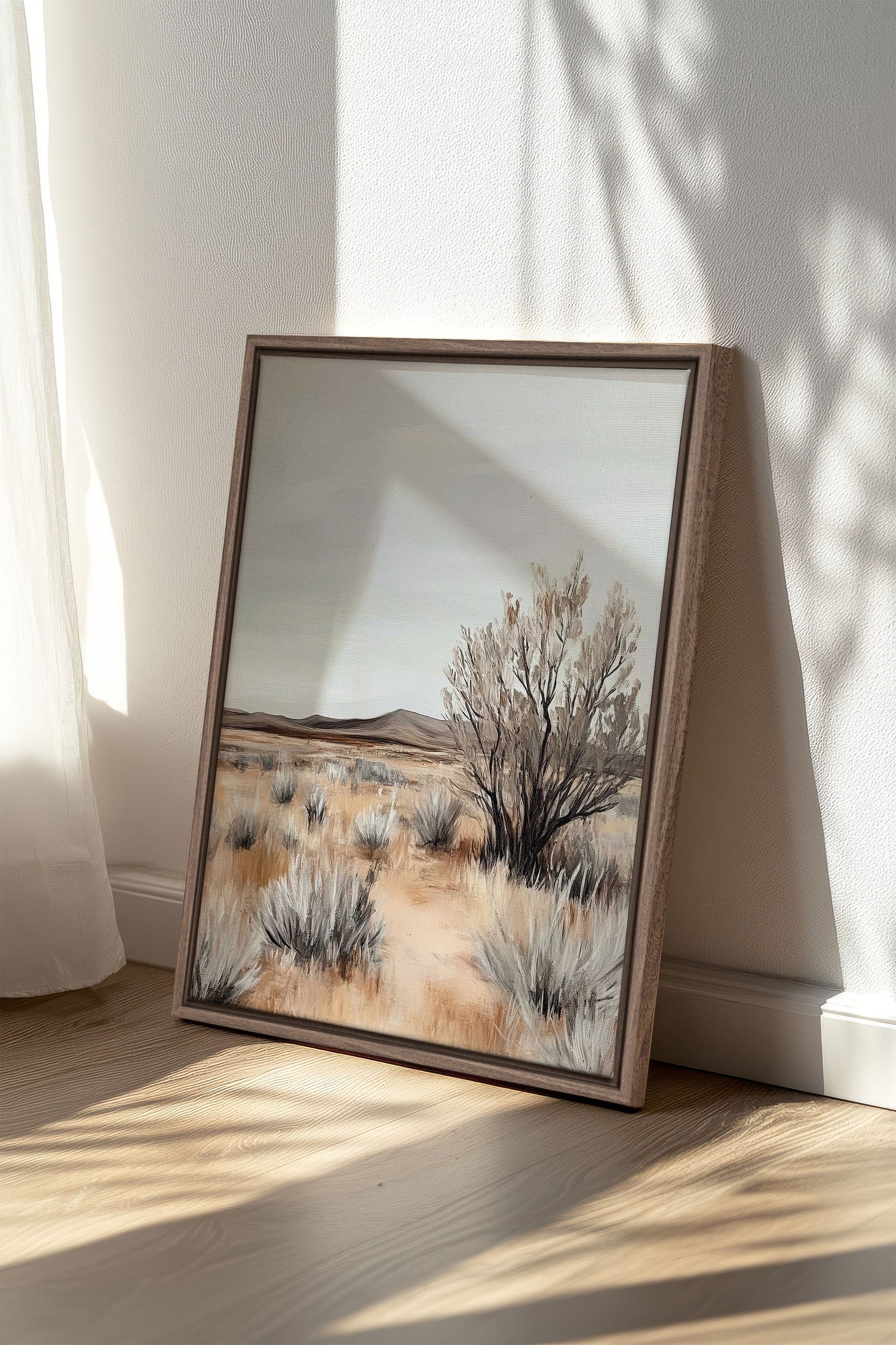 OLEKA CANVAS - DOUCEUR ARIDE, Oeuvre sur toile étirée, encadré Brun Chêne