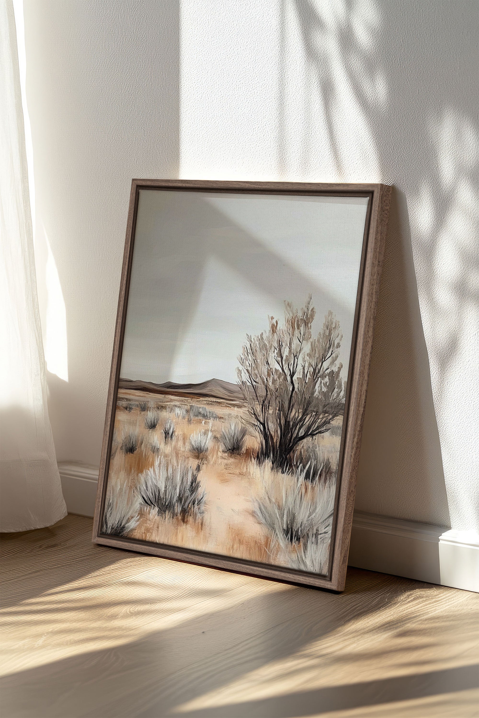 OLEKA CANVAS - DOUCEUR ARIDE, Oeuvre sur toile étirée, encadré Brun Chêne