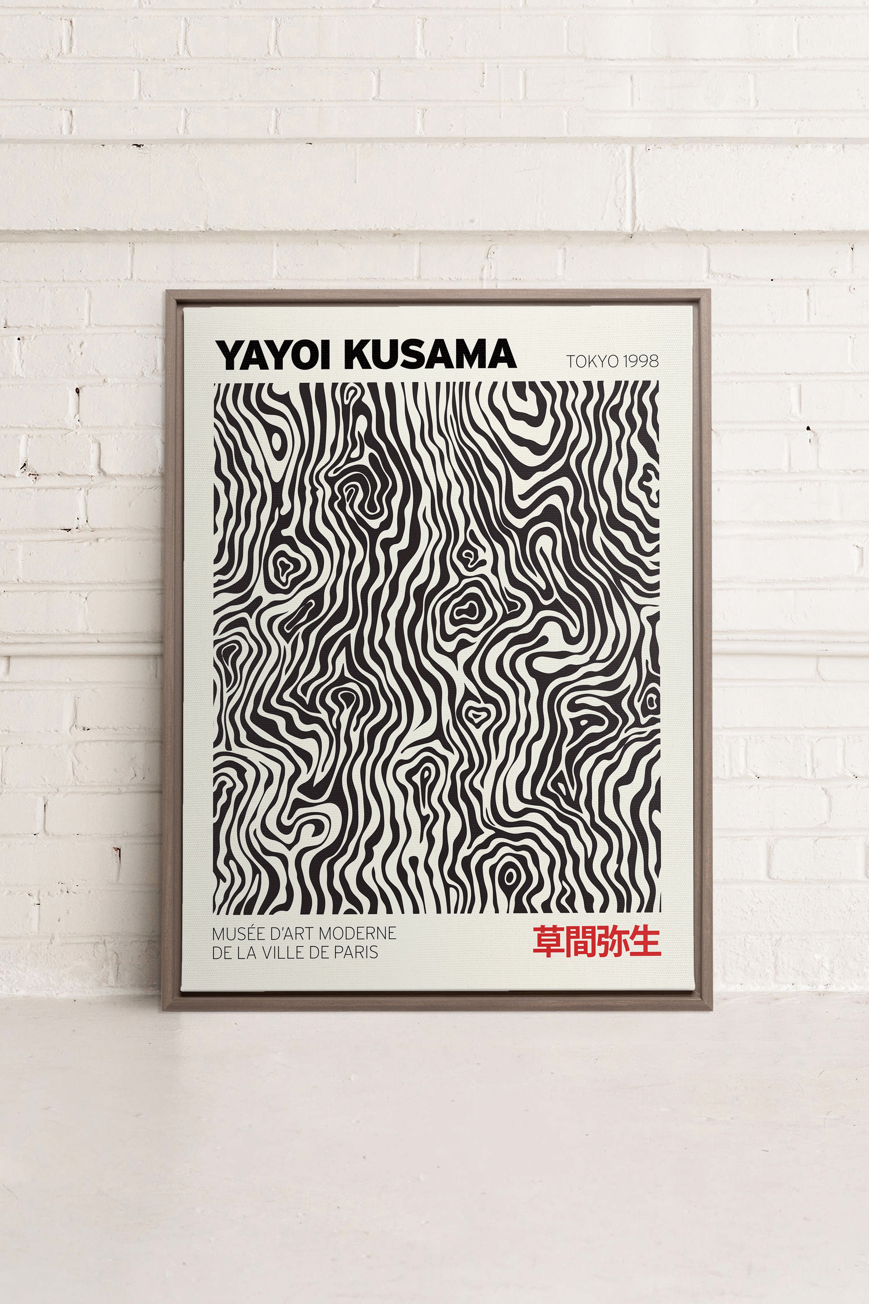 OLEKA CANVAS - KUSAMA I, Oeuvre sur toile étirée, encadré Brun Chêne