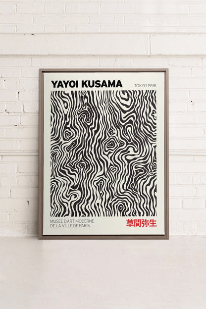 OLEKA CANVAS - KUSAMA I, Oeuvre sur toile étirée, encadré Brun Chêne