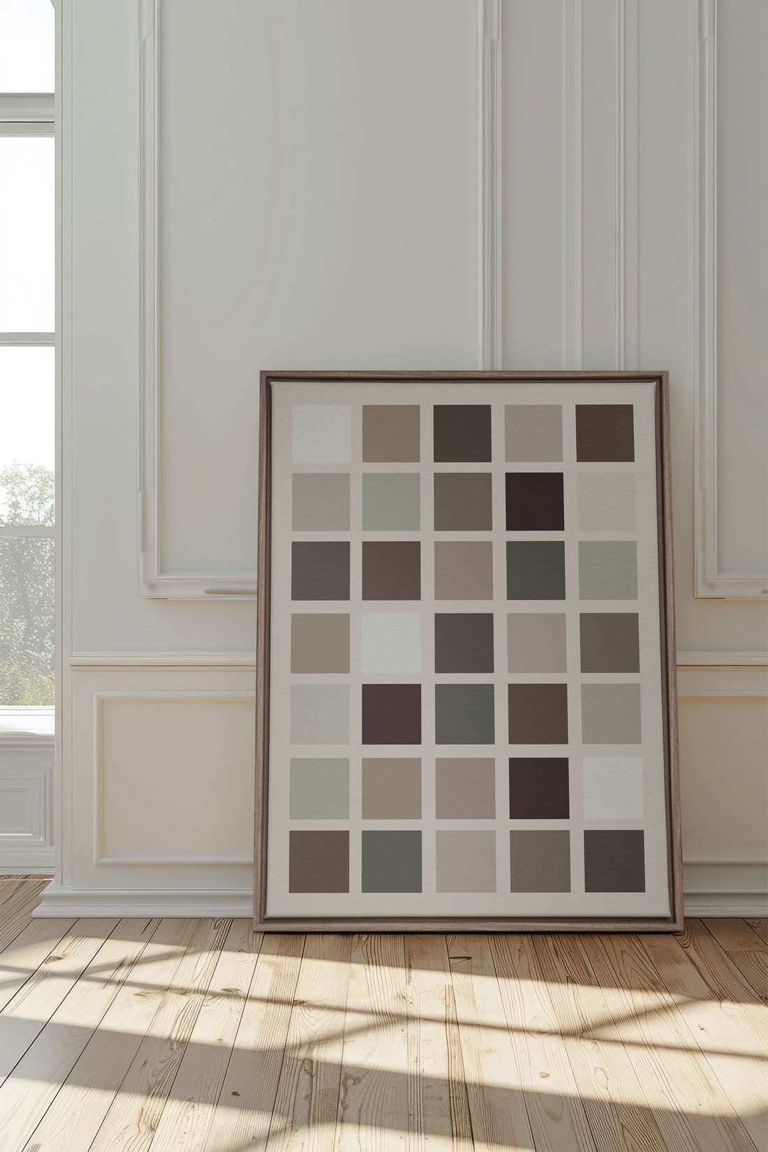 OLEKA CANVAS - ORGANIZED TONES, Oeuvre sur toile étirée, encadré Brun Chêne