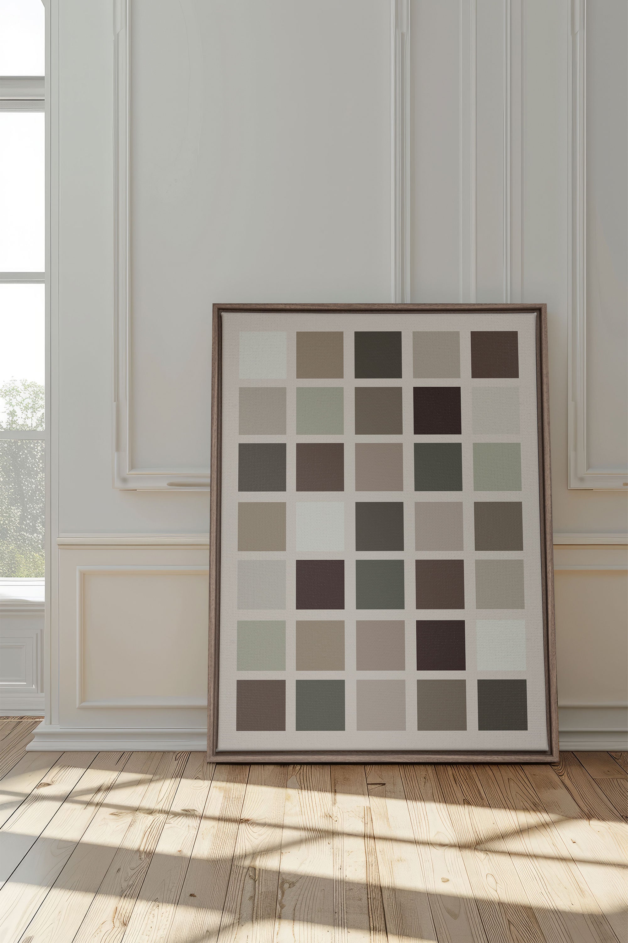 OLEKA CANVAS - ORGANIZED TONES, Oeuvre sur toile étirée, encadré Brun Chêne