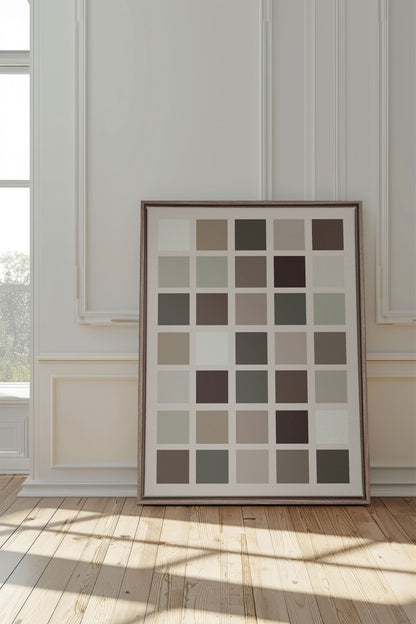 OLEKA CANVAS - ORGANIZED TONES, Oeuvre sur toile étirée, encadré Brun Chêne