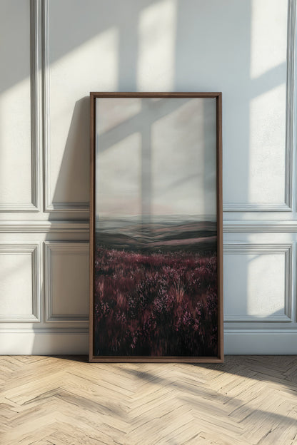 OLEKA CANVAS - PURPLE STILLNESS, Oeuvre sur toile étirée, encadré Brun Chêne