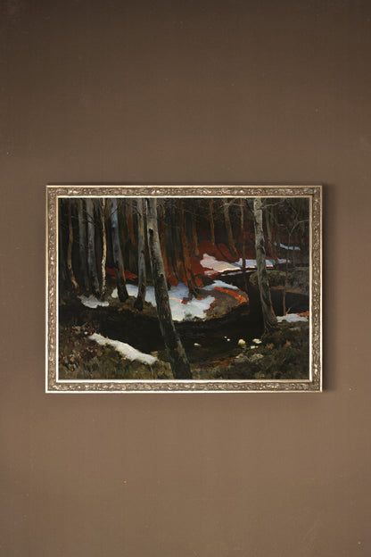 FROZEN AMBER, Work on canvas, framed Vintage Silver