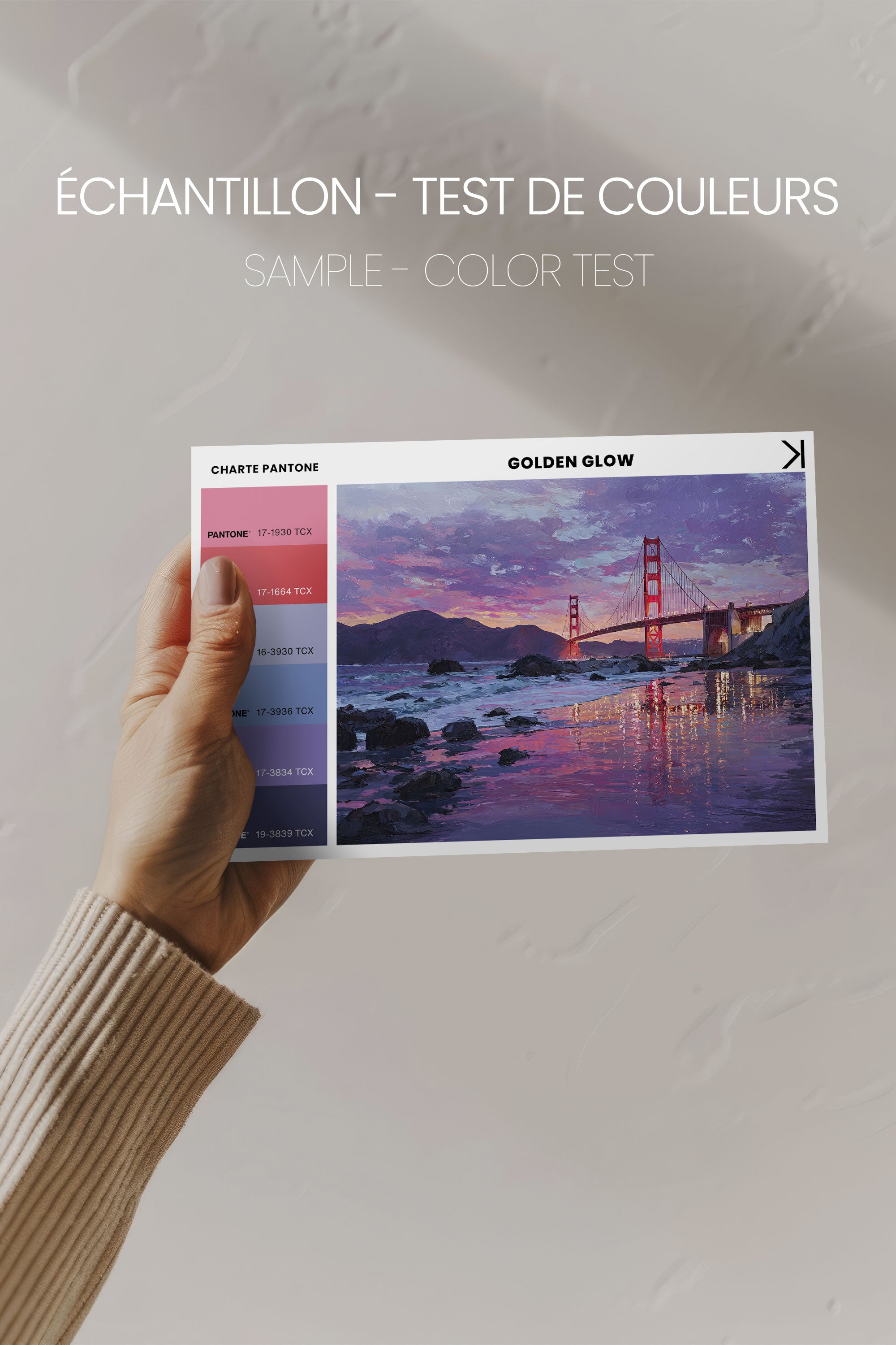 GOLDEN GLOW, Artwork on stretched canvas, framed in white