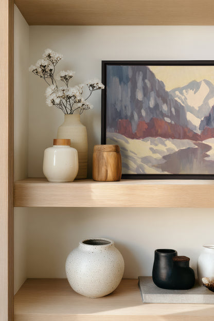 HORIZON DES MONTS, Oeuvre sur toile étirée, encadré Noir