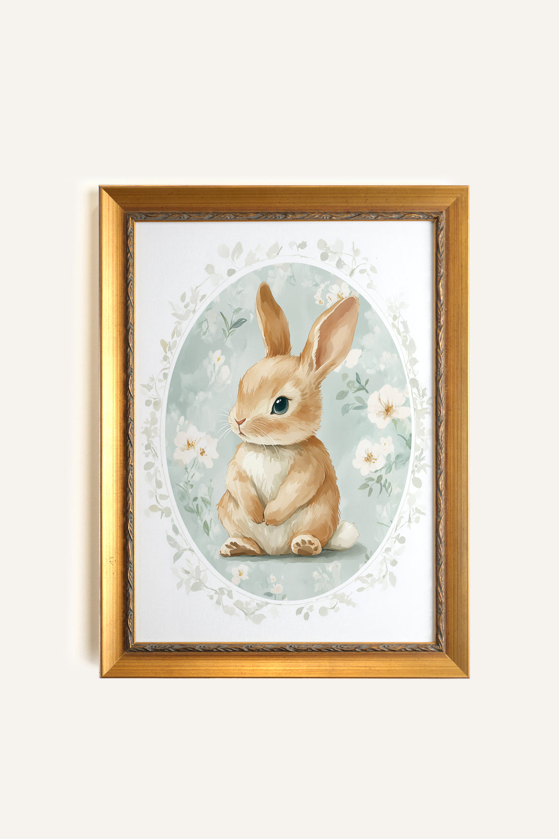 PETIT LAPIN DORÉ, Oeuvre sur toile étirée, encadré Vintage Or