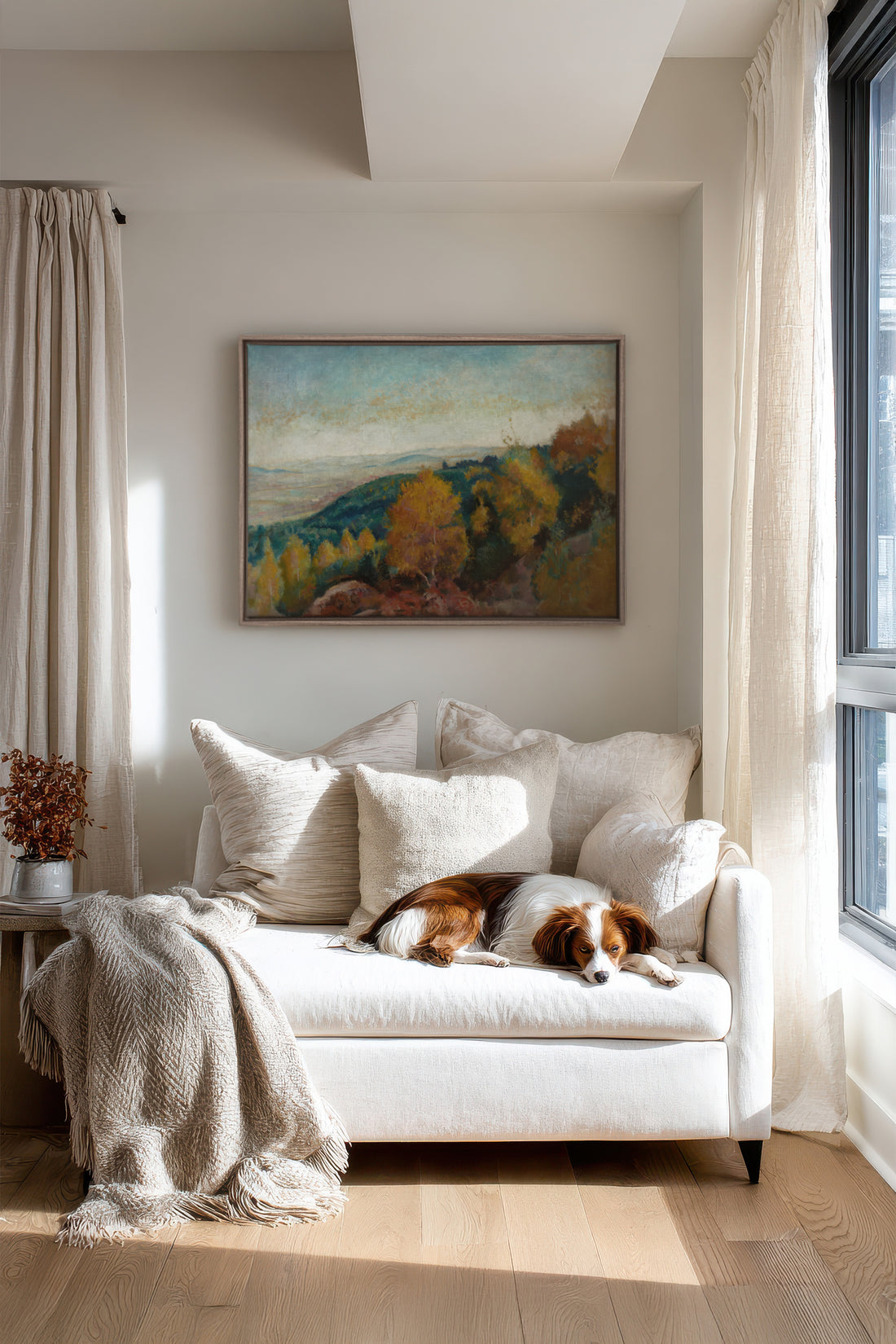 AMBER HILLS, Oeuvre sur toile étirée, encadré Brun Chêne