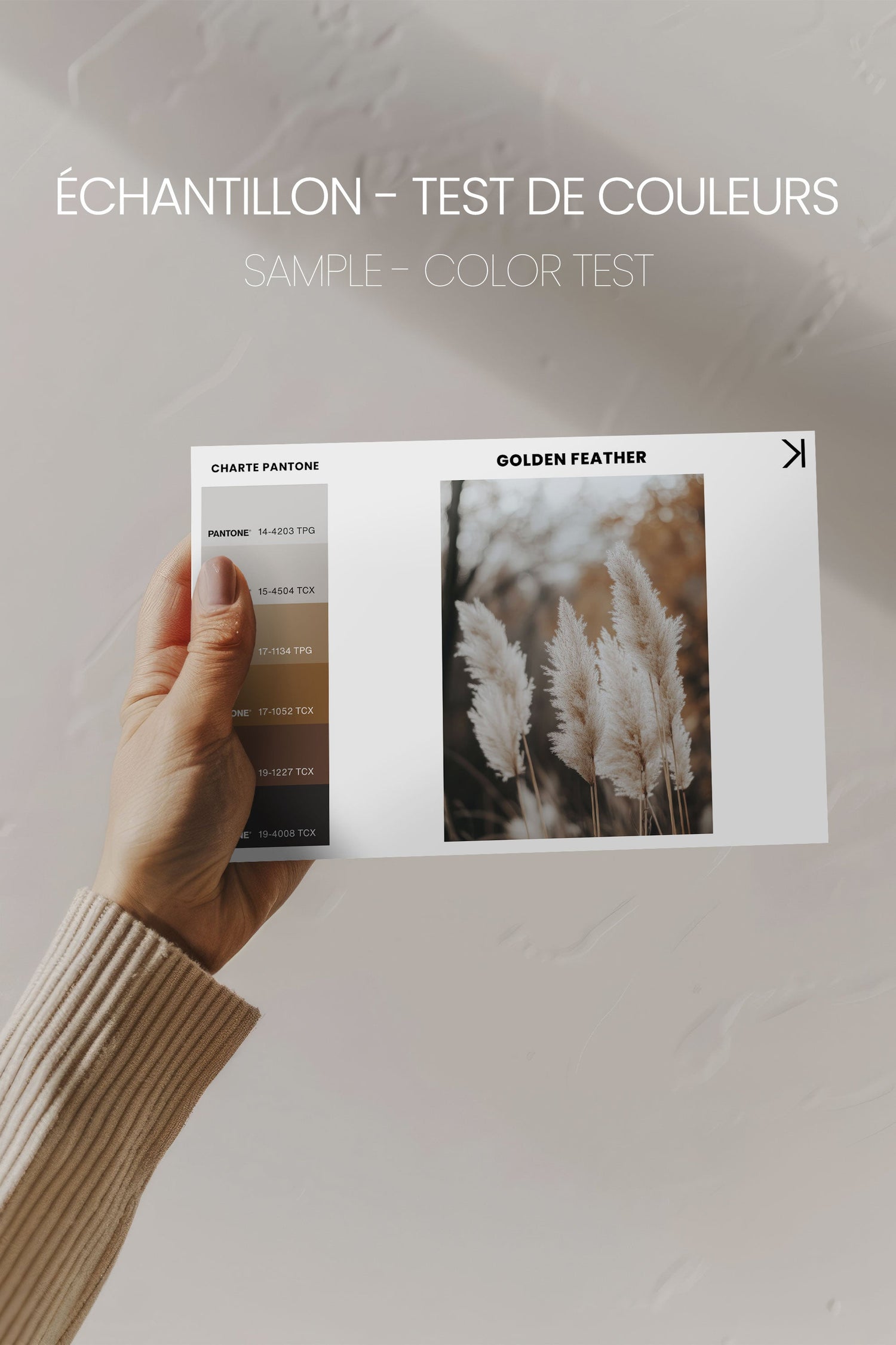 OLEKA CANVAS - GOLDEN FEATHER, Oeuvre sur toile étirée, encadré Naturel Clair