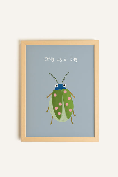 COCCINELLE DOUILLETTE, Artwork on rigid canvas, framed in Natural Light