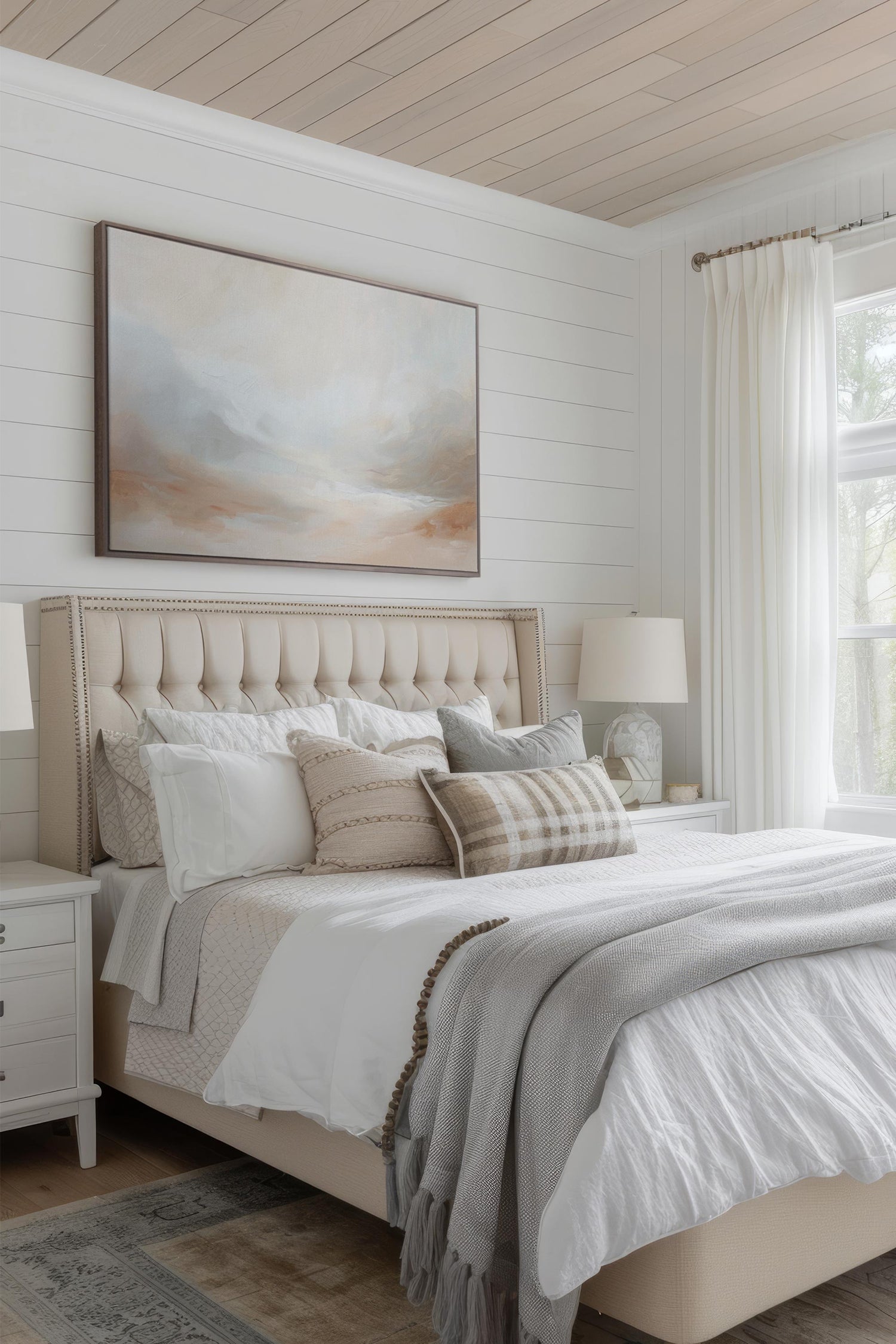 OLEKA CANVAS - DREAMY HAZE, Oeuvre sur toile étirée, encadré Brun Chêne