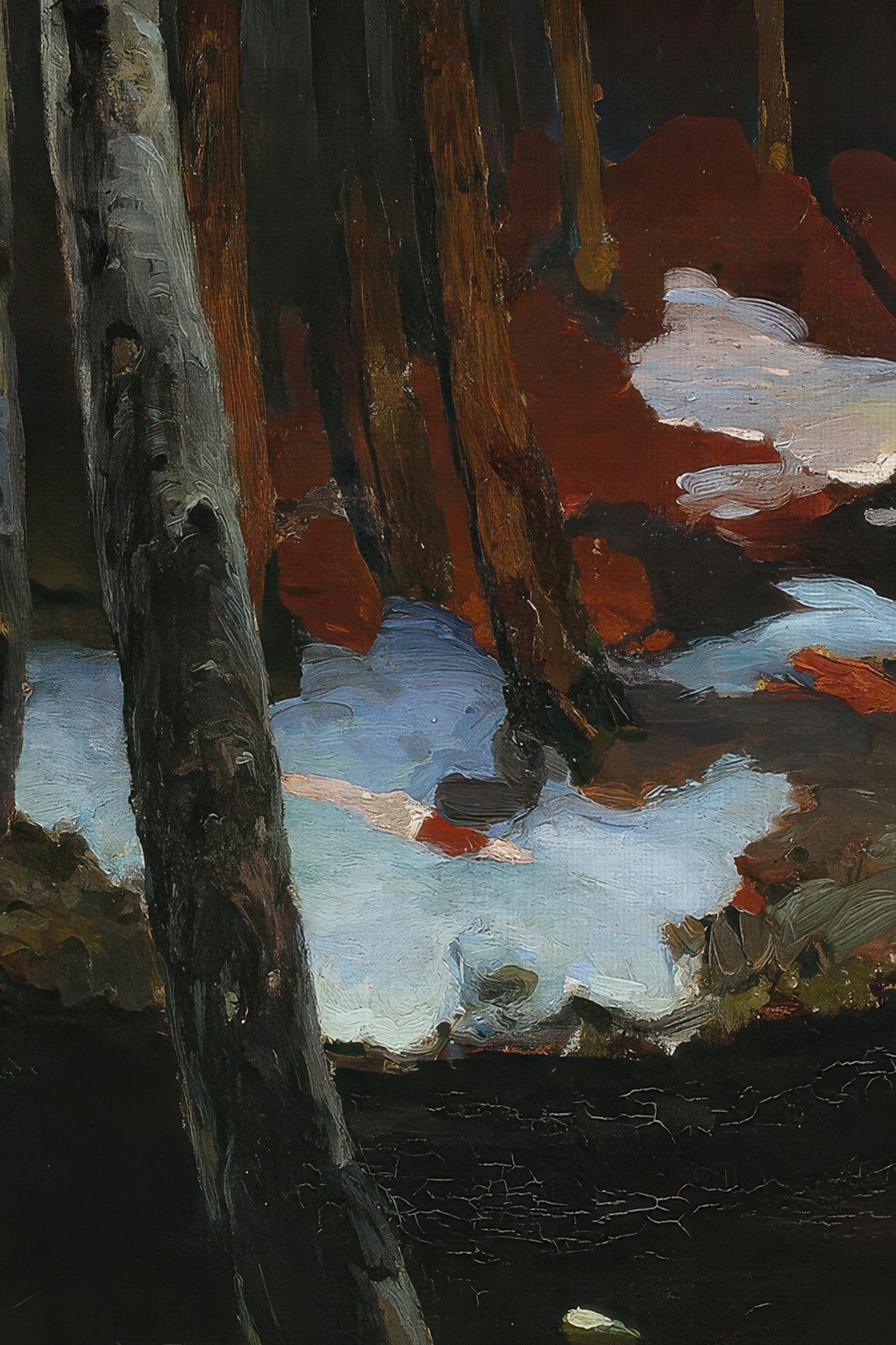 FROZEN AMBER, Work on canvas, framed Vintage Silver