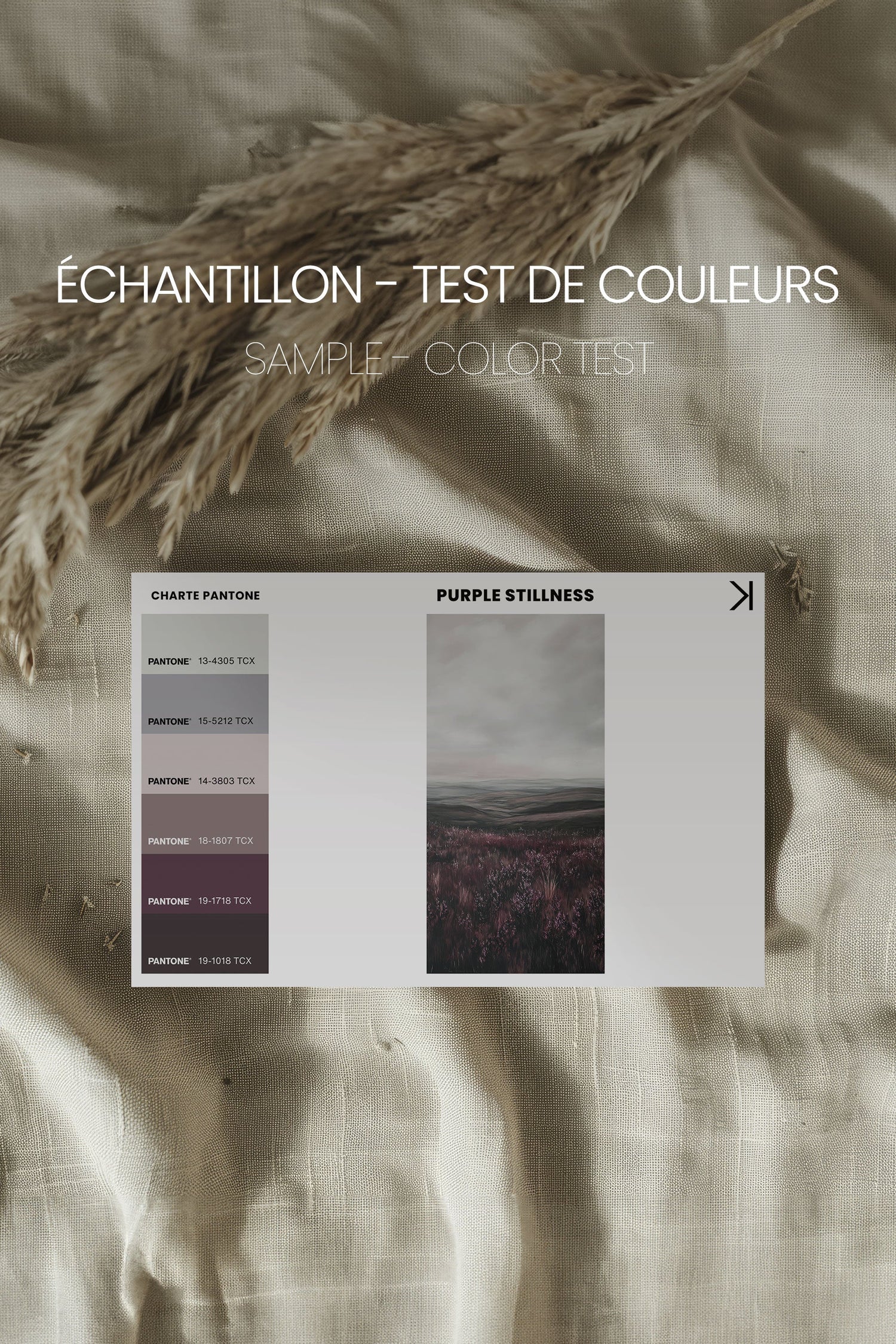 OLEKA CANVAS - PURPLE STILLNESS, Oeuvre sur toile étirée, encadré Naturel Clair